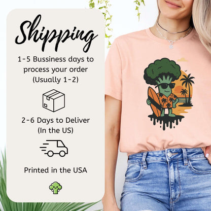 Surf's Up Broccoli Dude T-Shirt – Funny Veggie Surf Shirt
