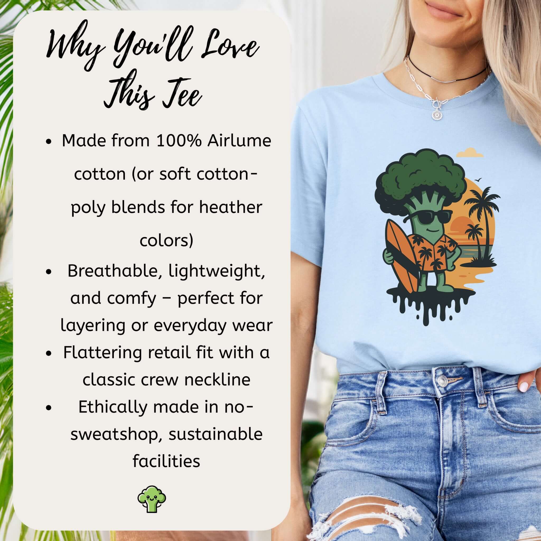 Surf's Up Broccoli Dude T-Shirt – Funny Veggie Surf Shirt