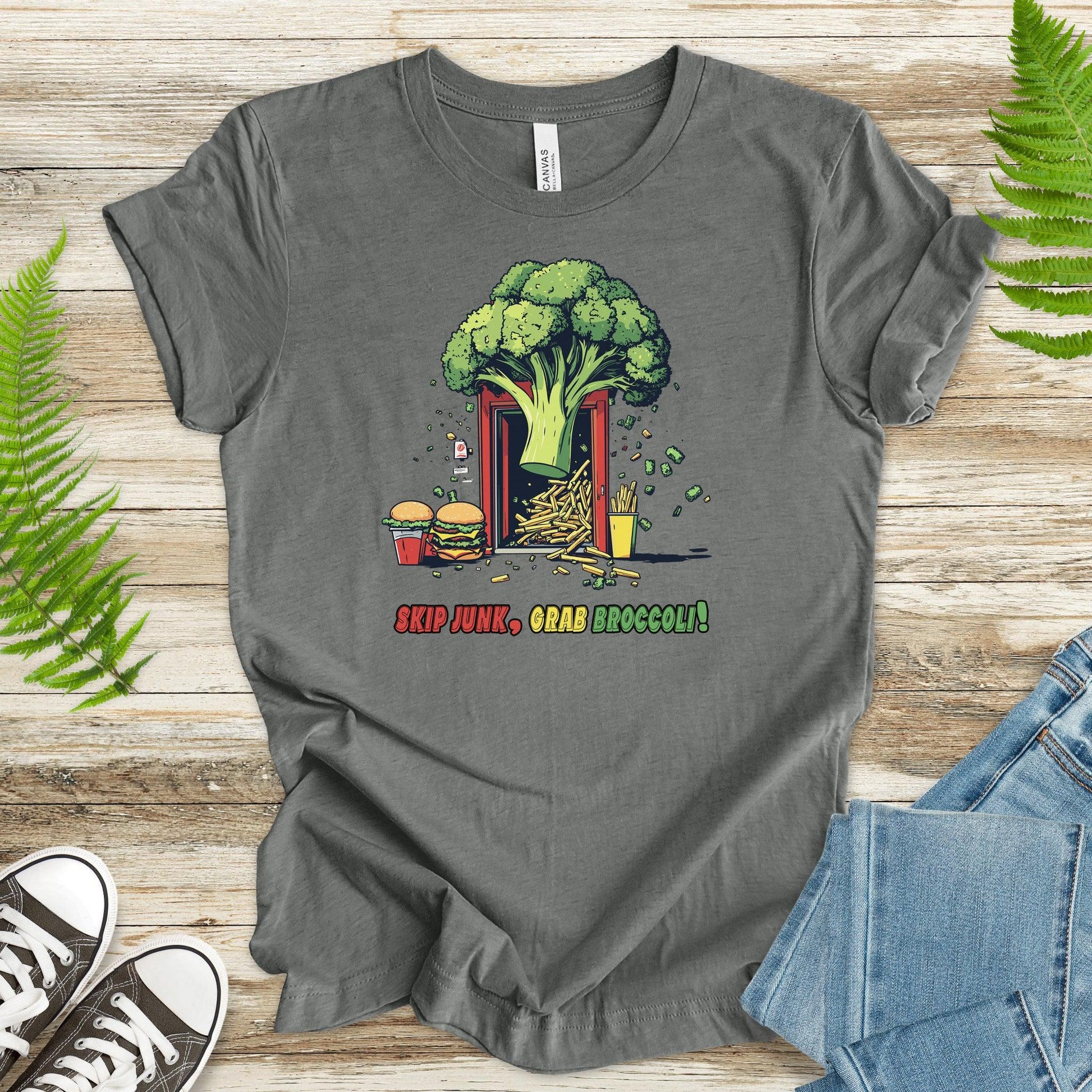 Skip Junk, Grab Broccoli T-Shirt – Veggie Power in Action - TShirtree