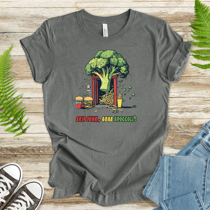 Skip Junk, Grab Broccoli T-Shirt – Veggie Power in Action - TShirtree