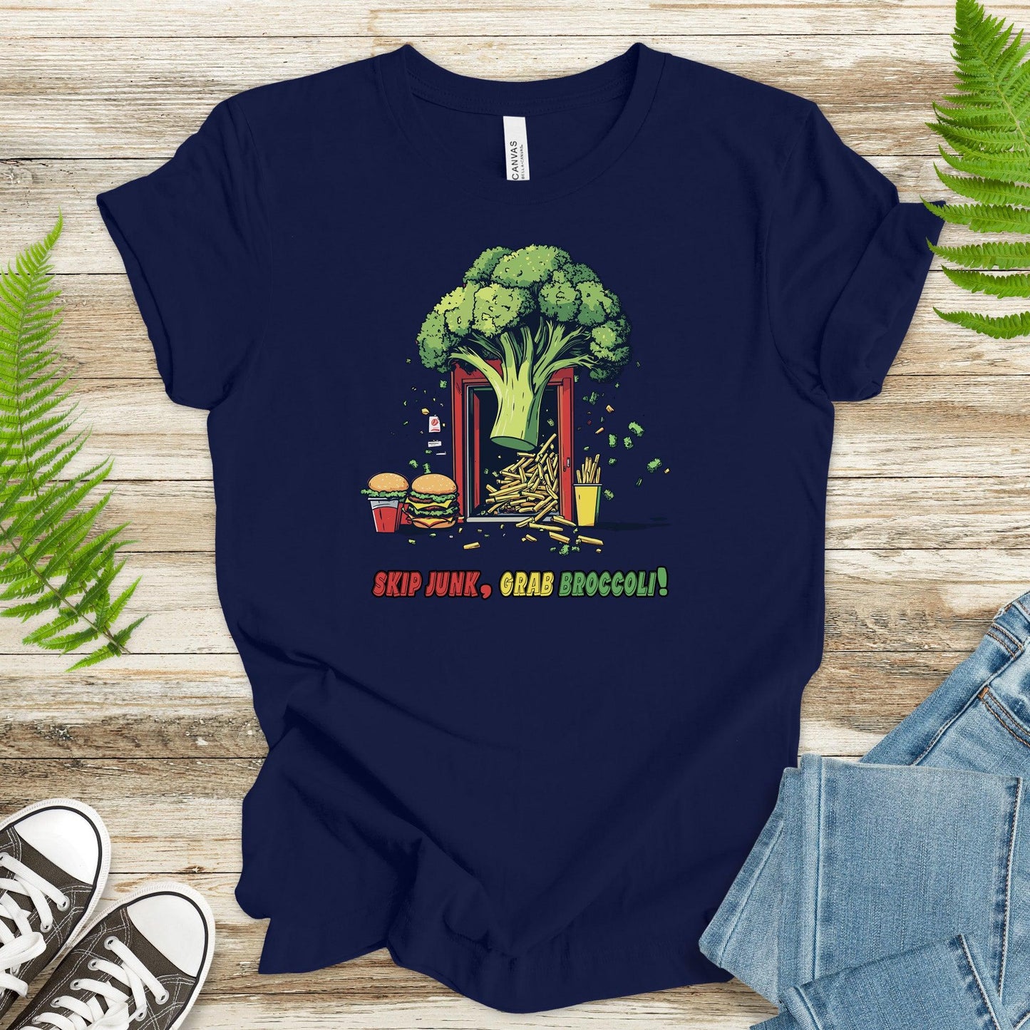 Skip Junk, Grab Broccoli T-Shirt – Veggie Power in Action - TShirtree