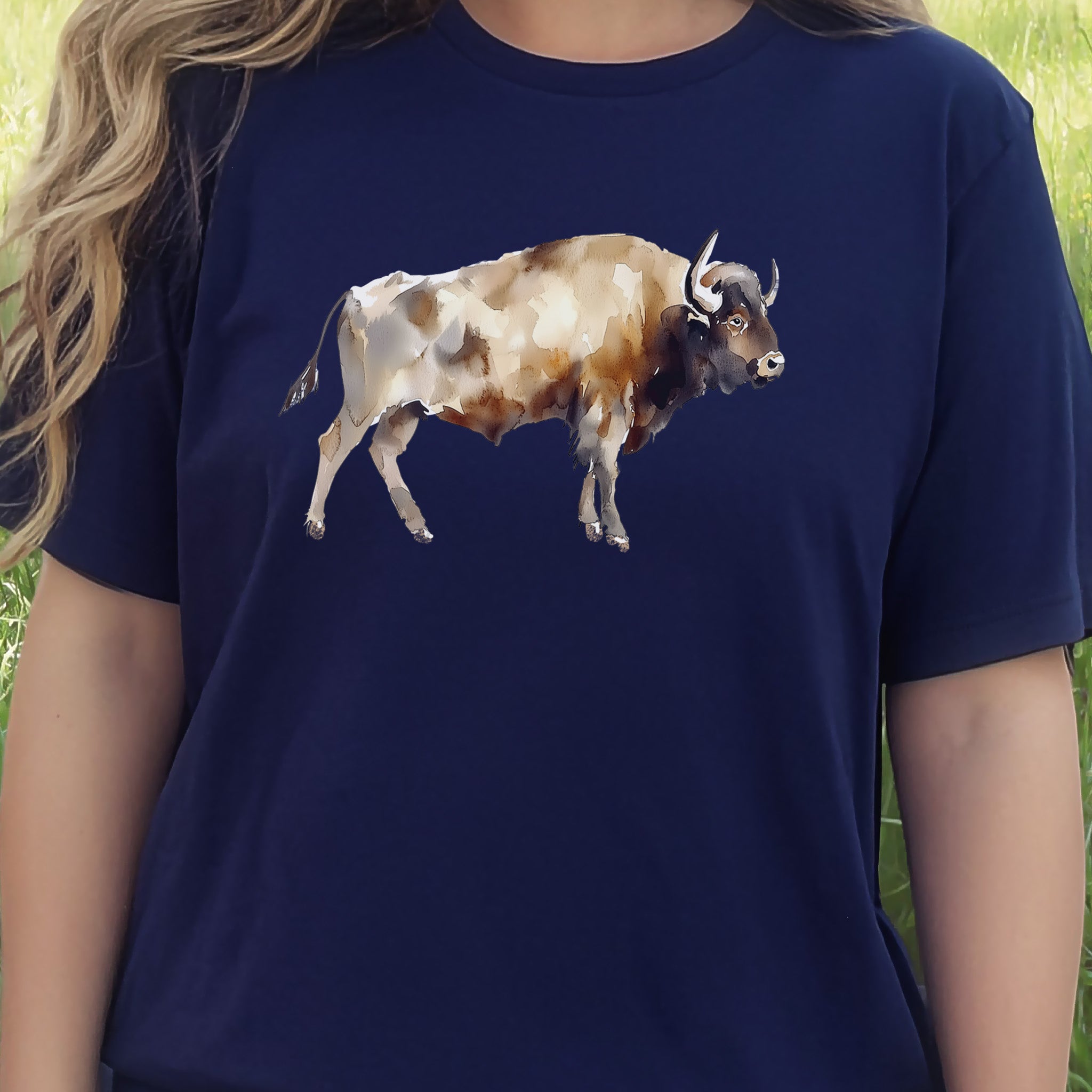 Watercolor Buffalo T-Shirt – Majestic American Bison Spirit Tee