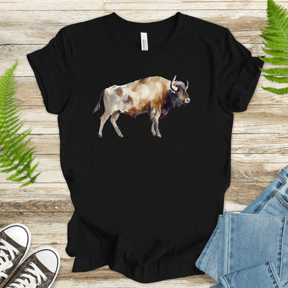 Watercolor Buffalo T-Shirt – Majestic American Bison Spirit Tee