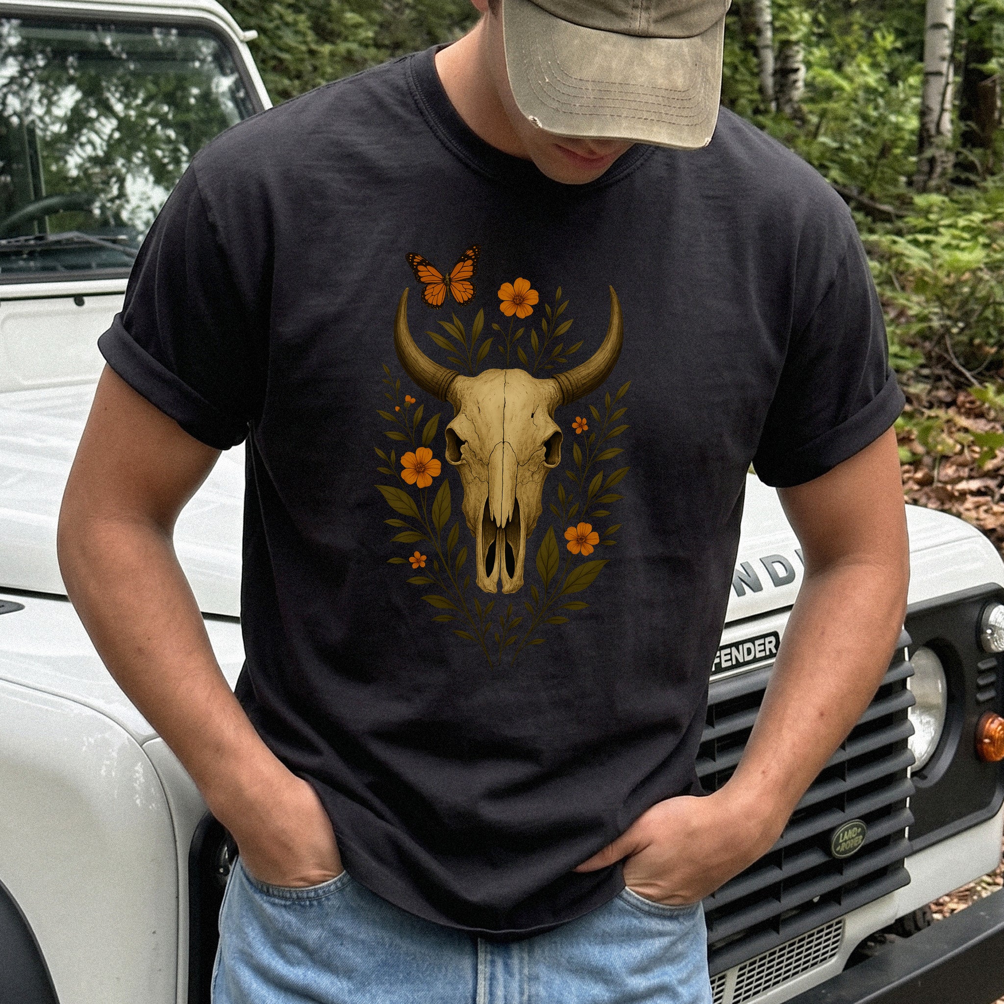 Western Bloom Bull Skull Comfort Colors Shirt