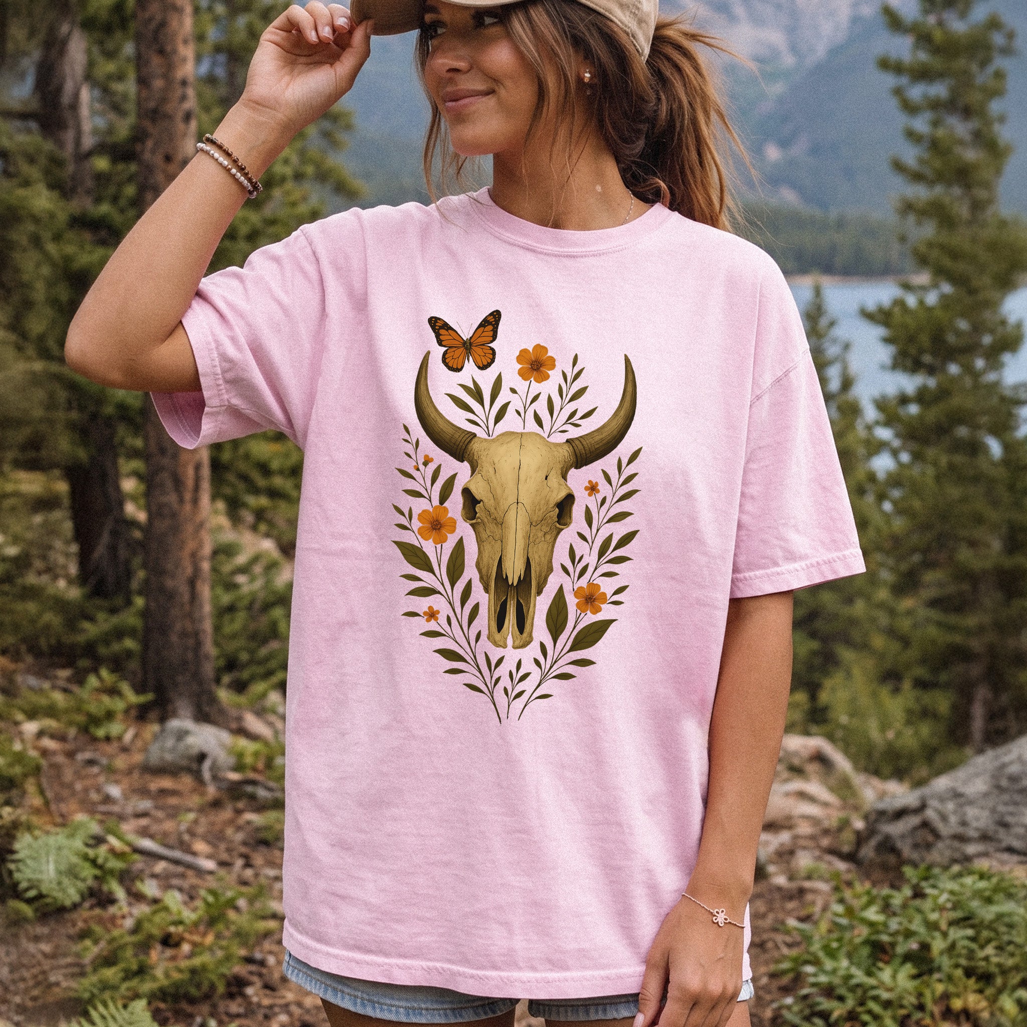 Western Bloom Bull Skull Comfort Colors Shirt