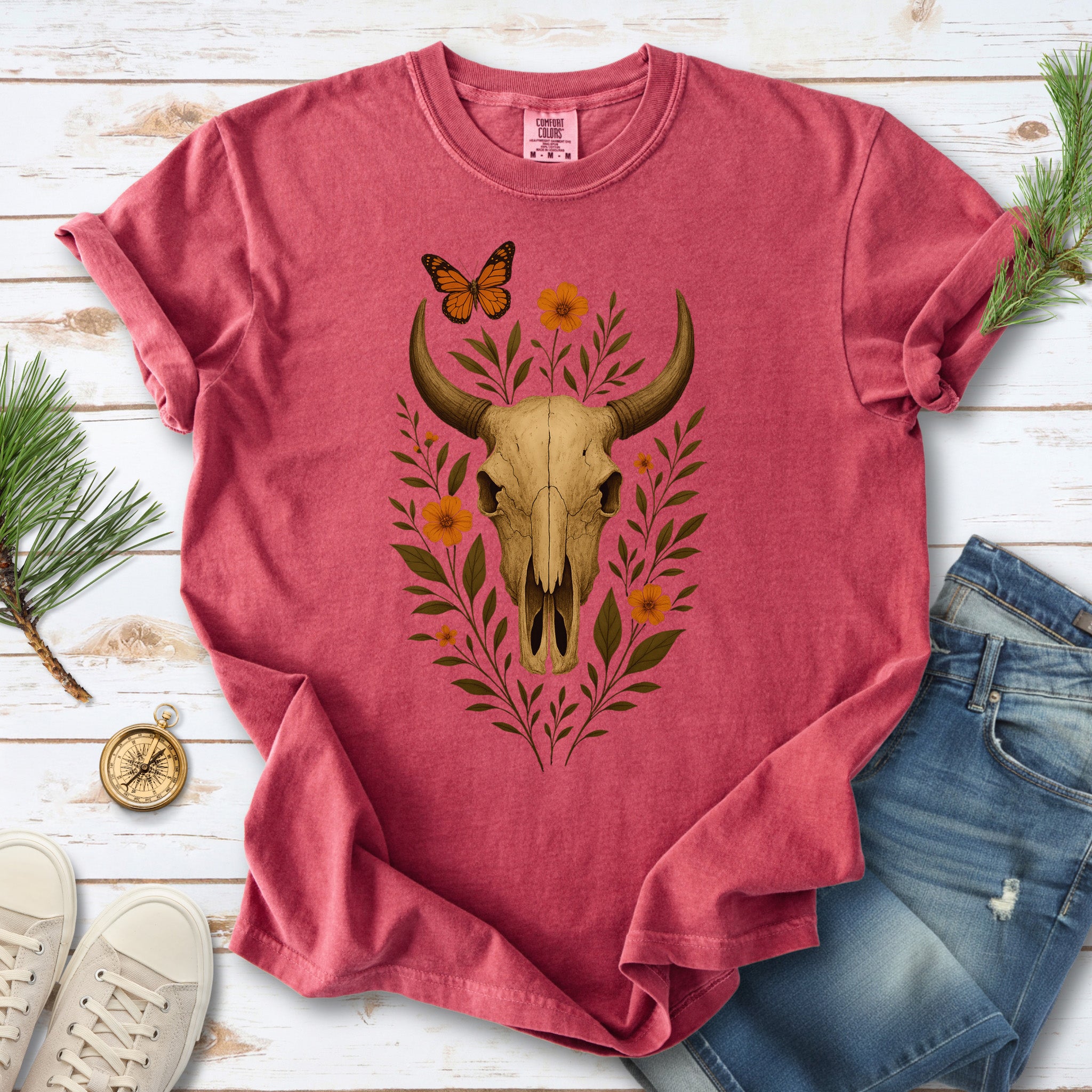 Western Bloom Bull Skull Comfort Colors Shirt