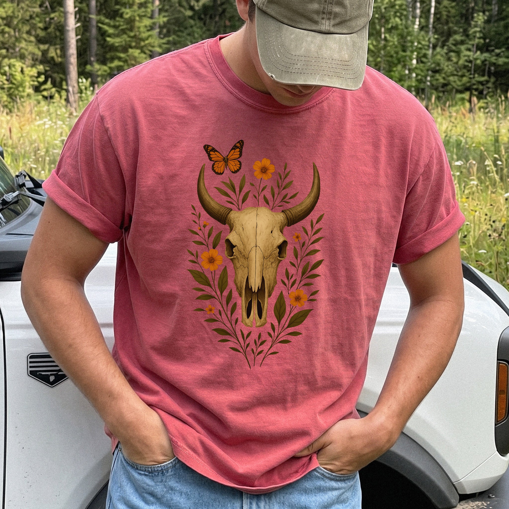 Western Bloom Bull Skull Comfort Colors Shirt