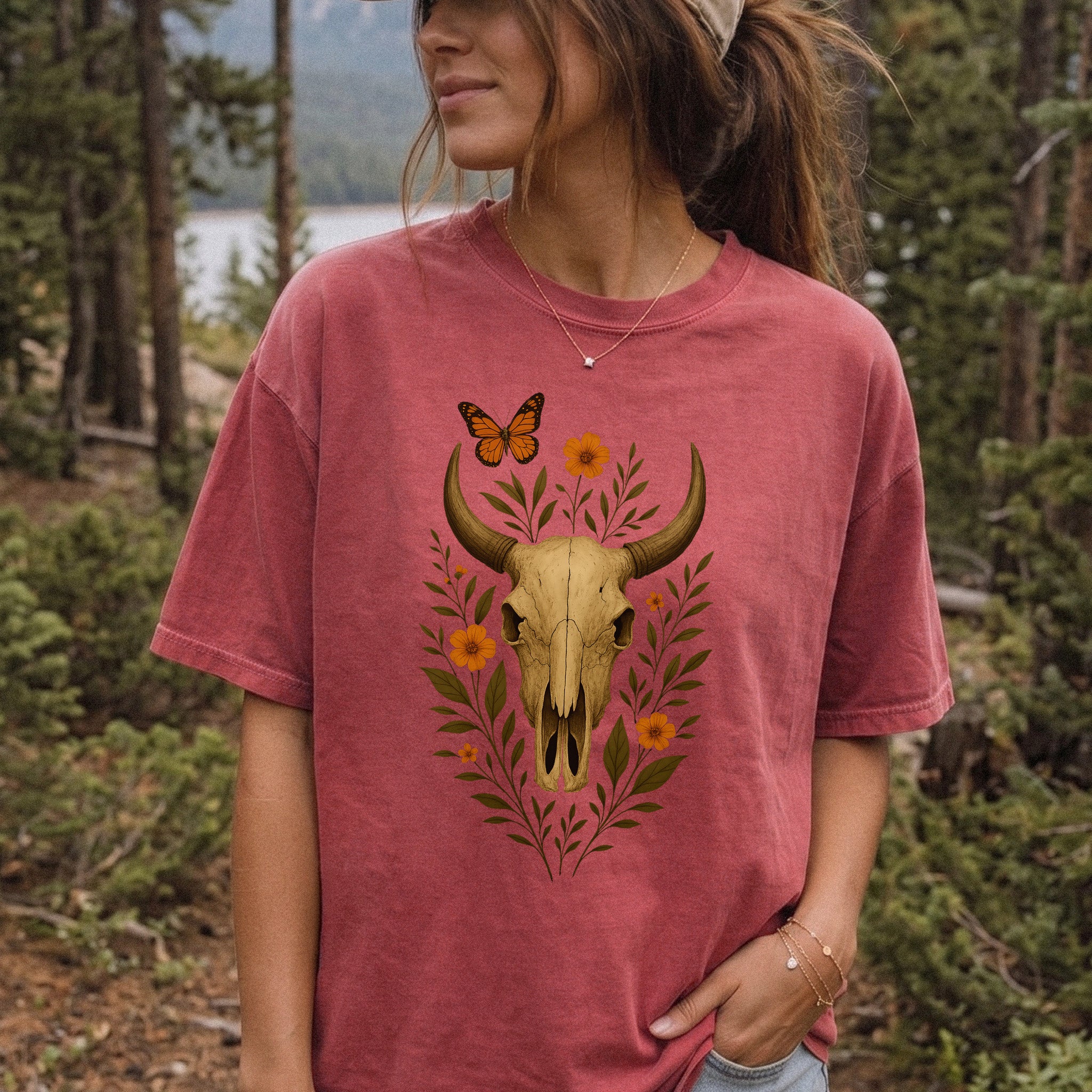 Western Bloom Bull Skull Comfort Colors Shirt