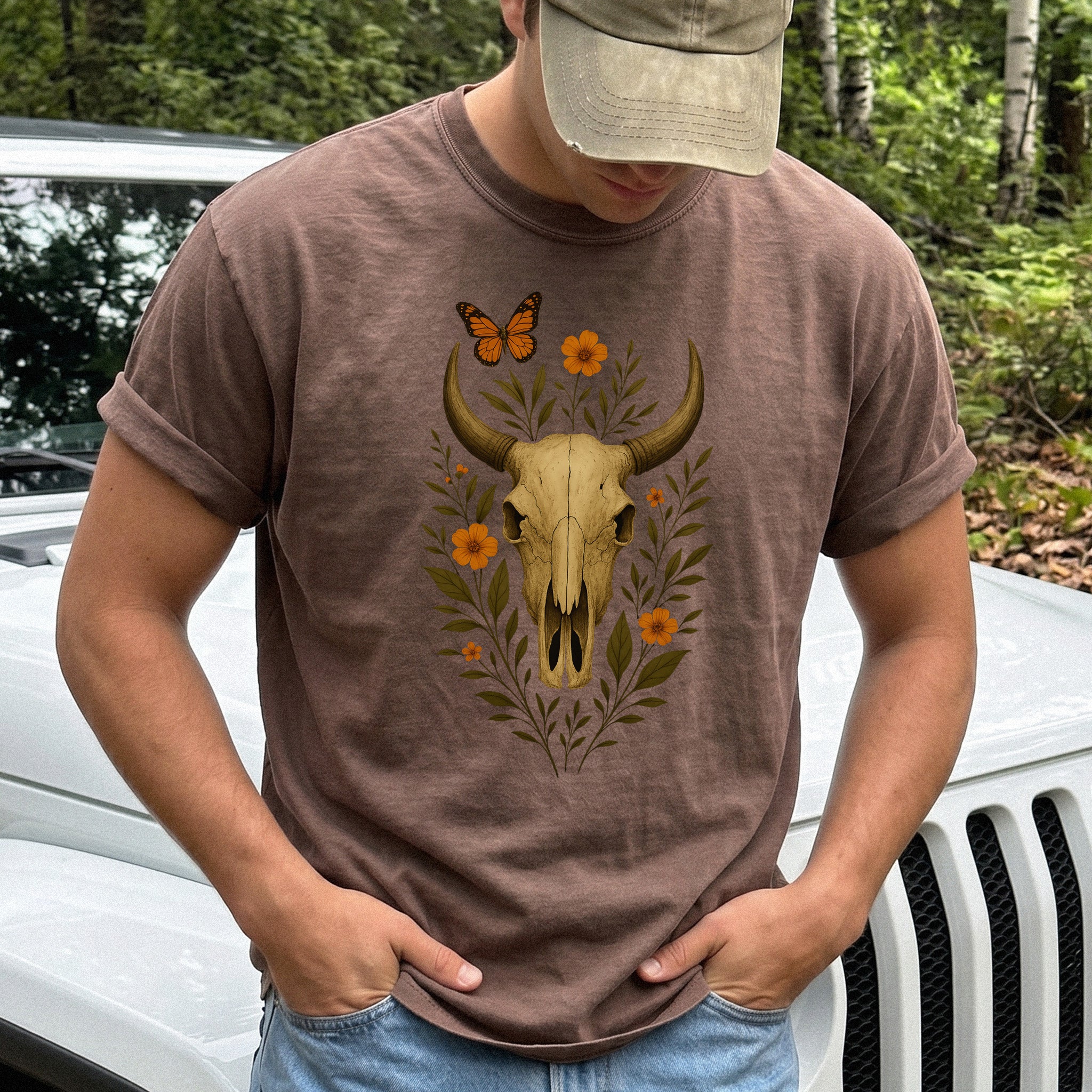 Western Bloom Bull Skull Comfort Colors Shirt