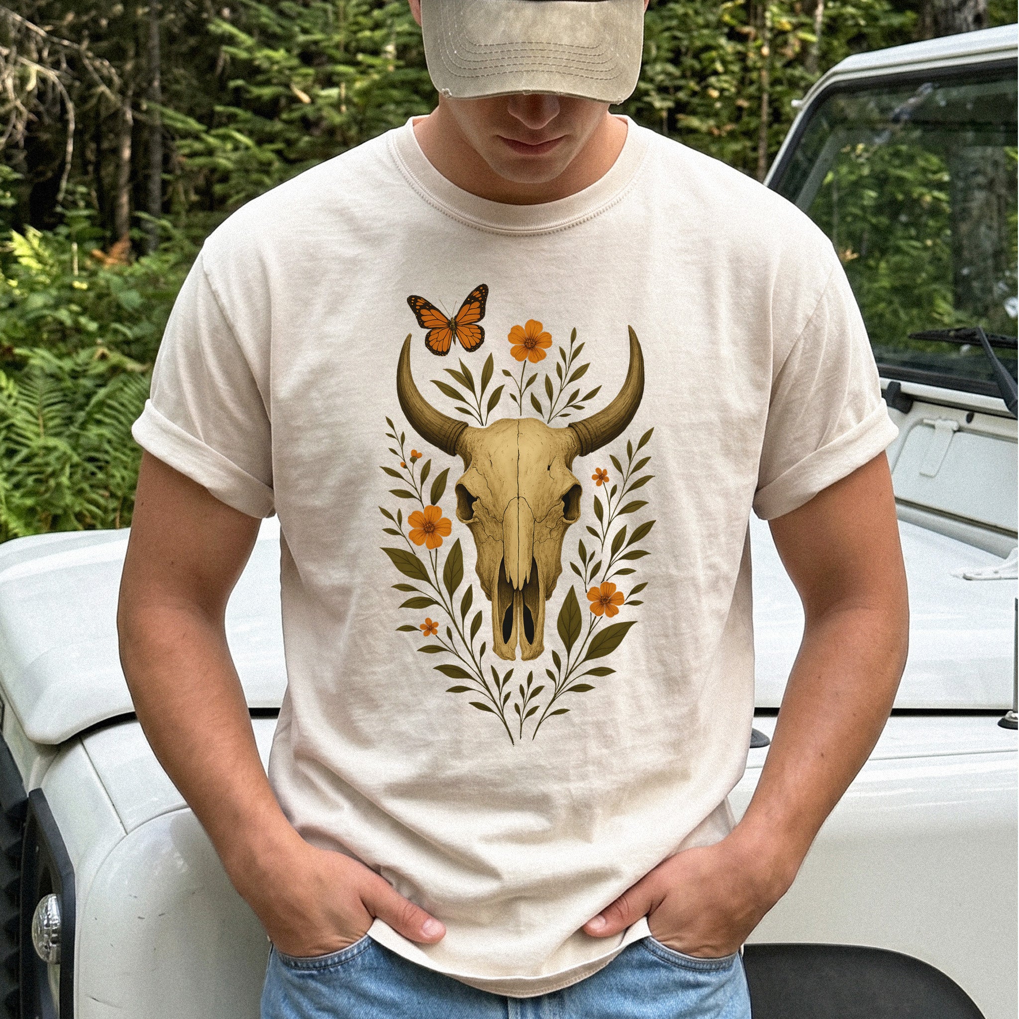 Western Bloom Bull Skull Comfort Colors Shirt