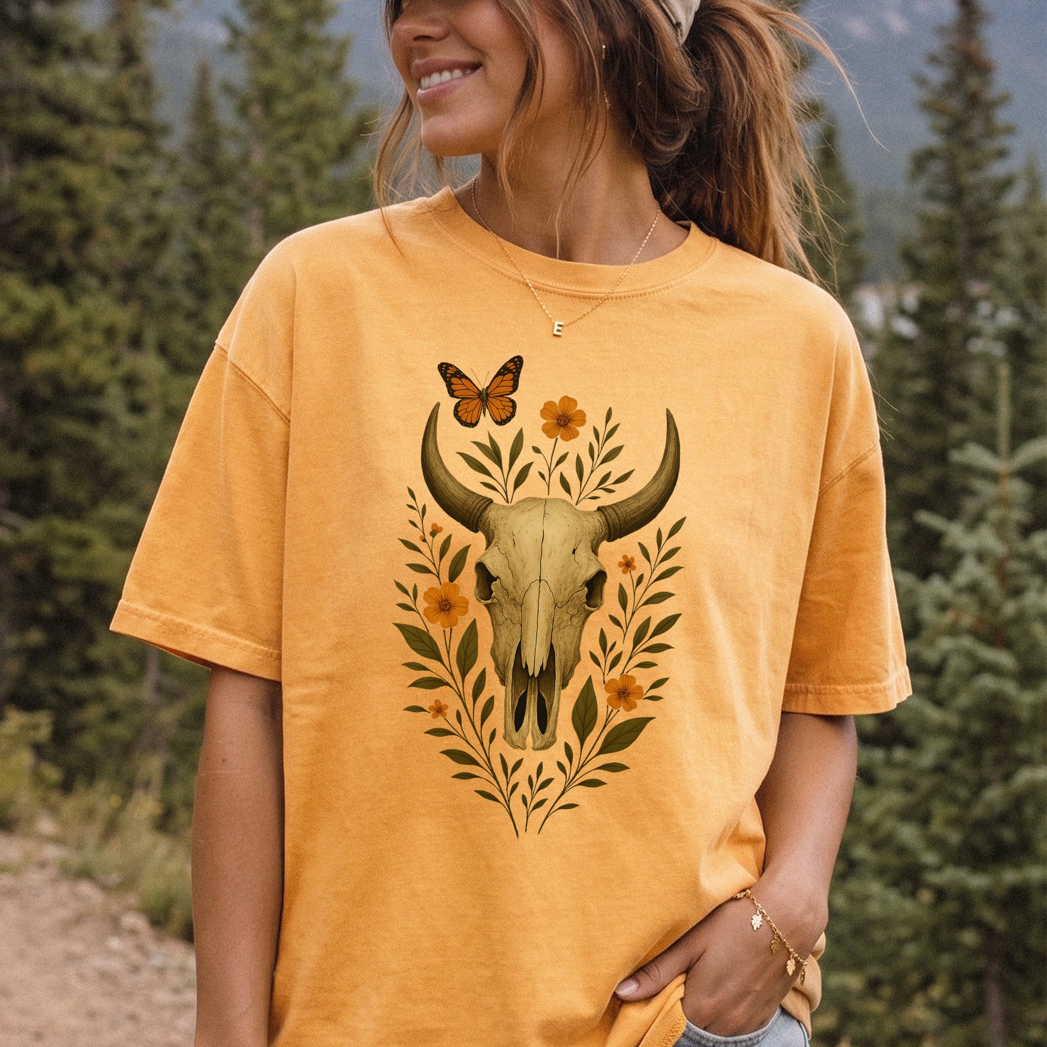 Western Bloom Bull Skull Comfort Colors Shirt