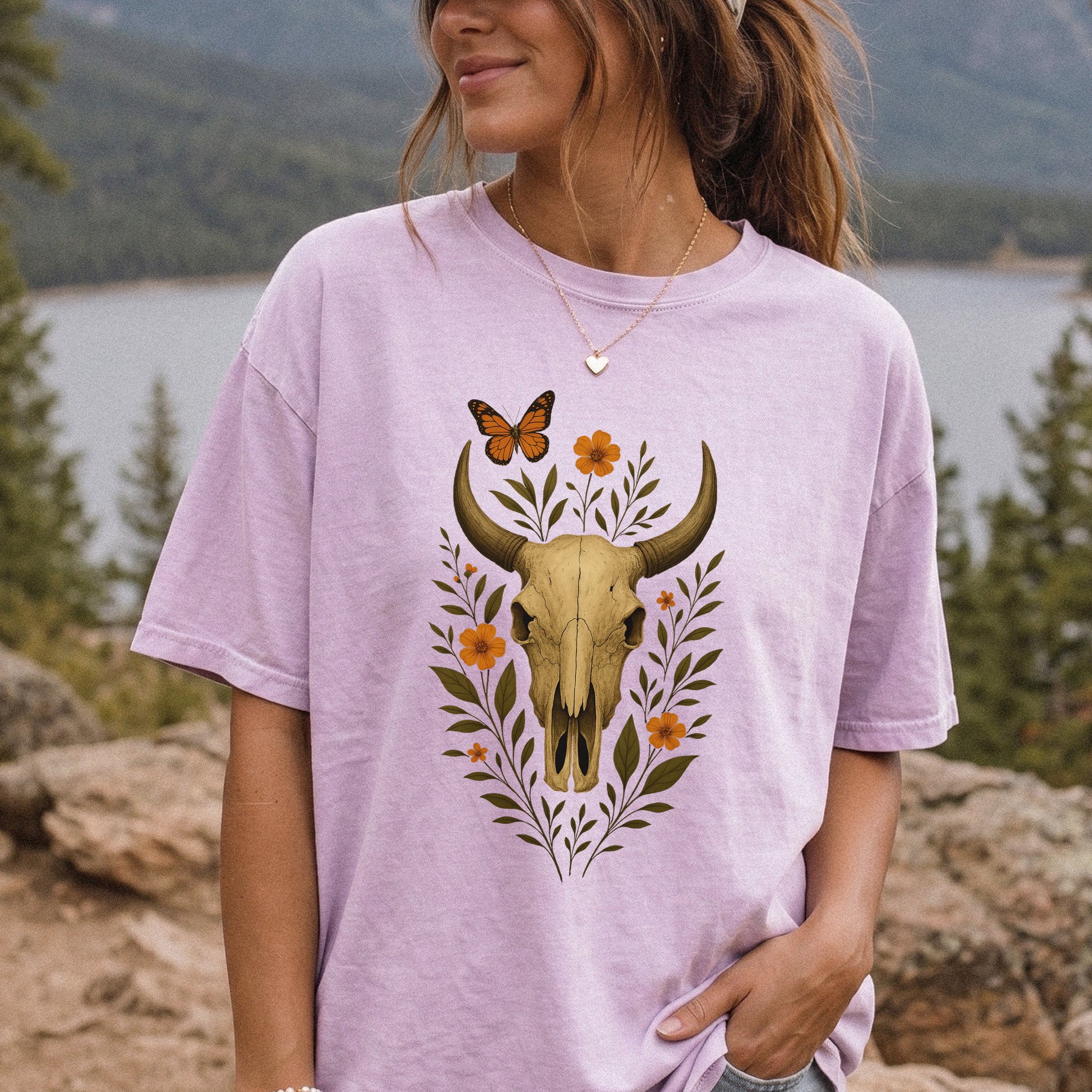 Western Bloom Bull Skull Comfort Colors Shirt