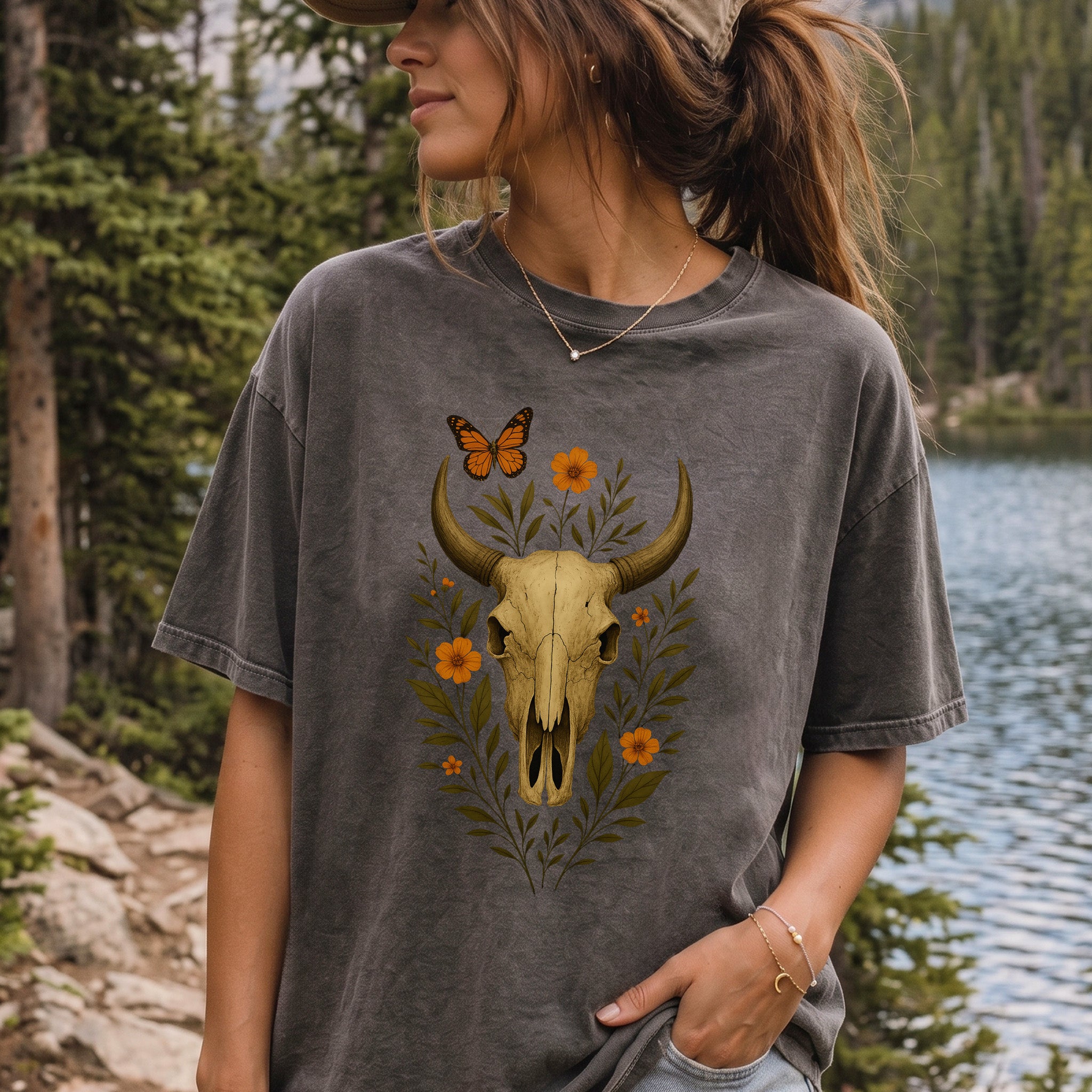 Western Bloom Bull Skull Comfort Colors Shirt