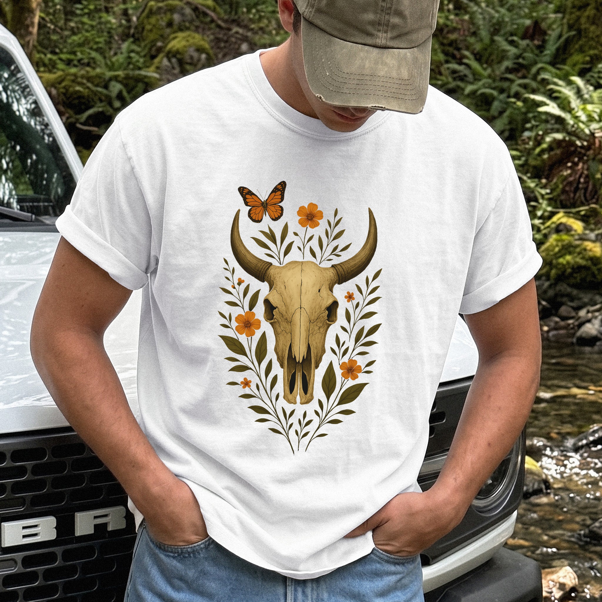 Western Bloom Bull Skull Comfort Colors Shirt