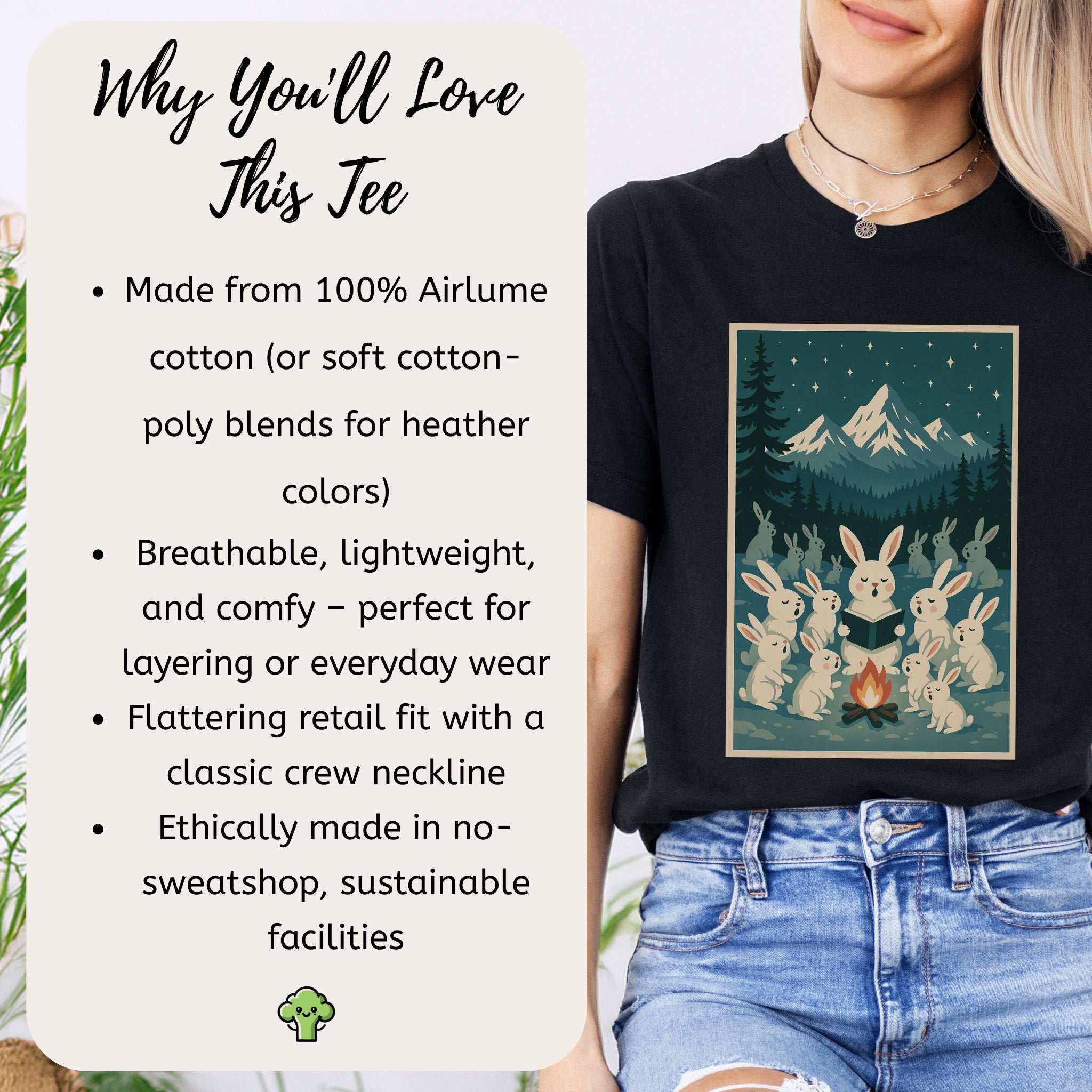 Bunny Choir Christmas T-Shirt – Cute Campfire Carolers Vintage Vibes