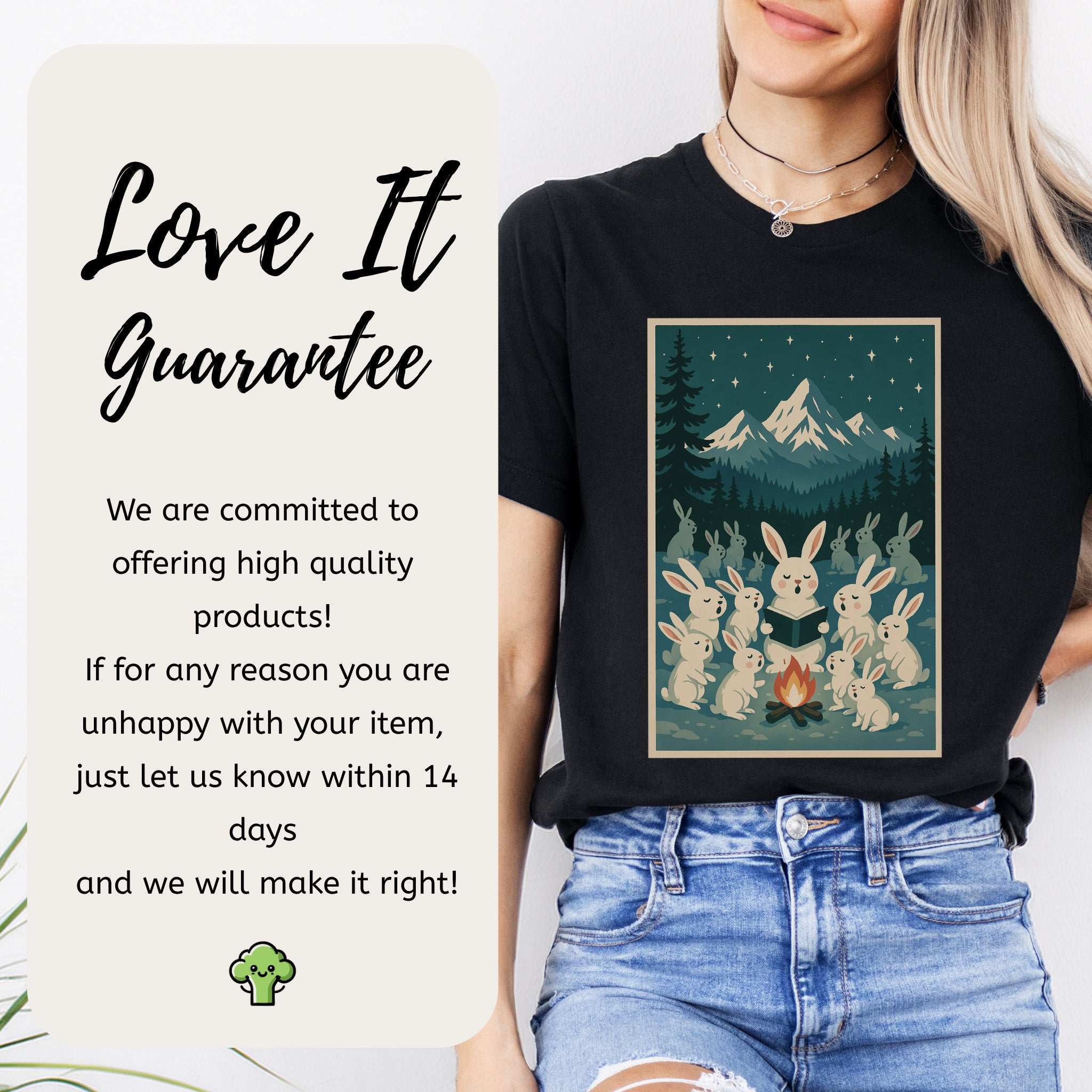 Bunny Choir Christmas T-Shirt – Cute Campfire Carolers Vintage Vibes