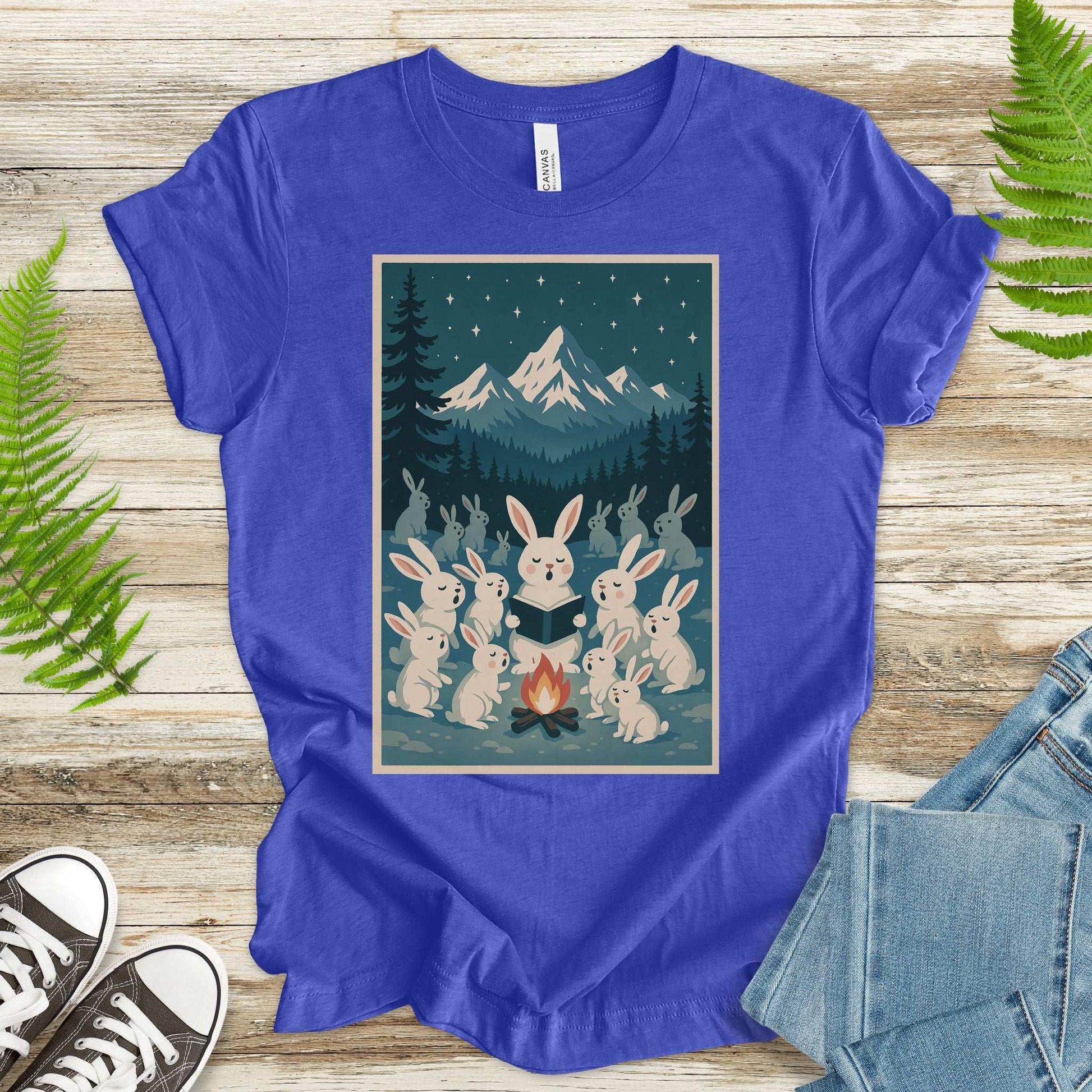 Bunny Choir Christmas T-Shirt – Cute Campfire Carolers Vintage Vibes
