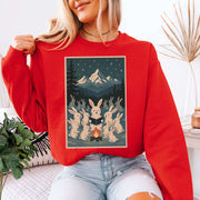 Bunny Choir Christmas Sweatshirt – Cute Campfire Carolers Vintage Vibes