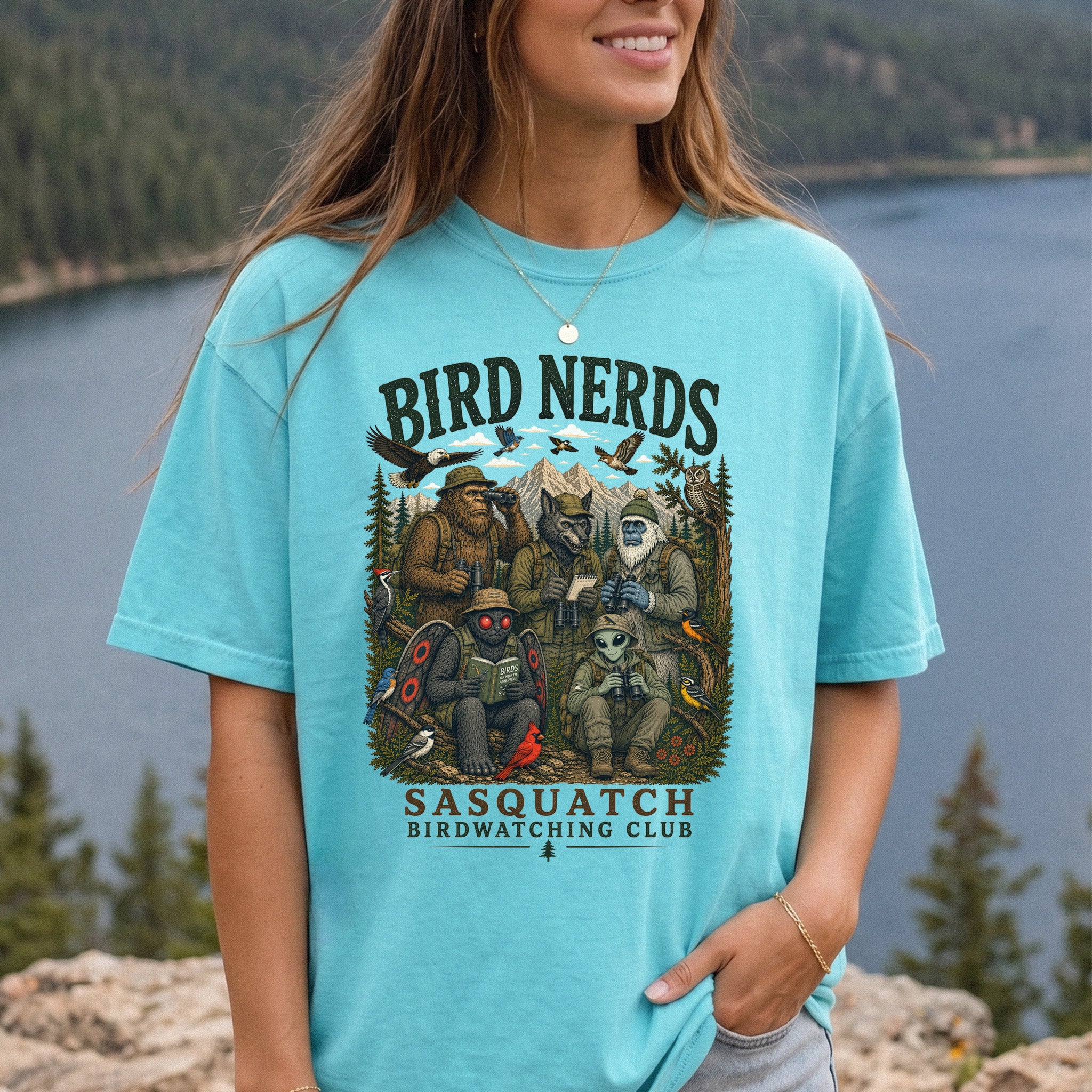 Cryptid Birdwatchers Club Comfort Colors Shirt – Bigfoot & Mothman Tee