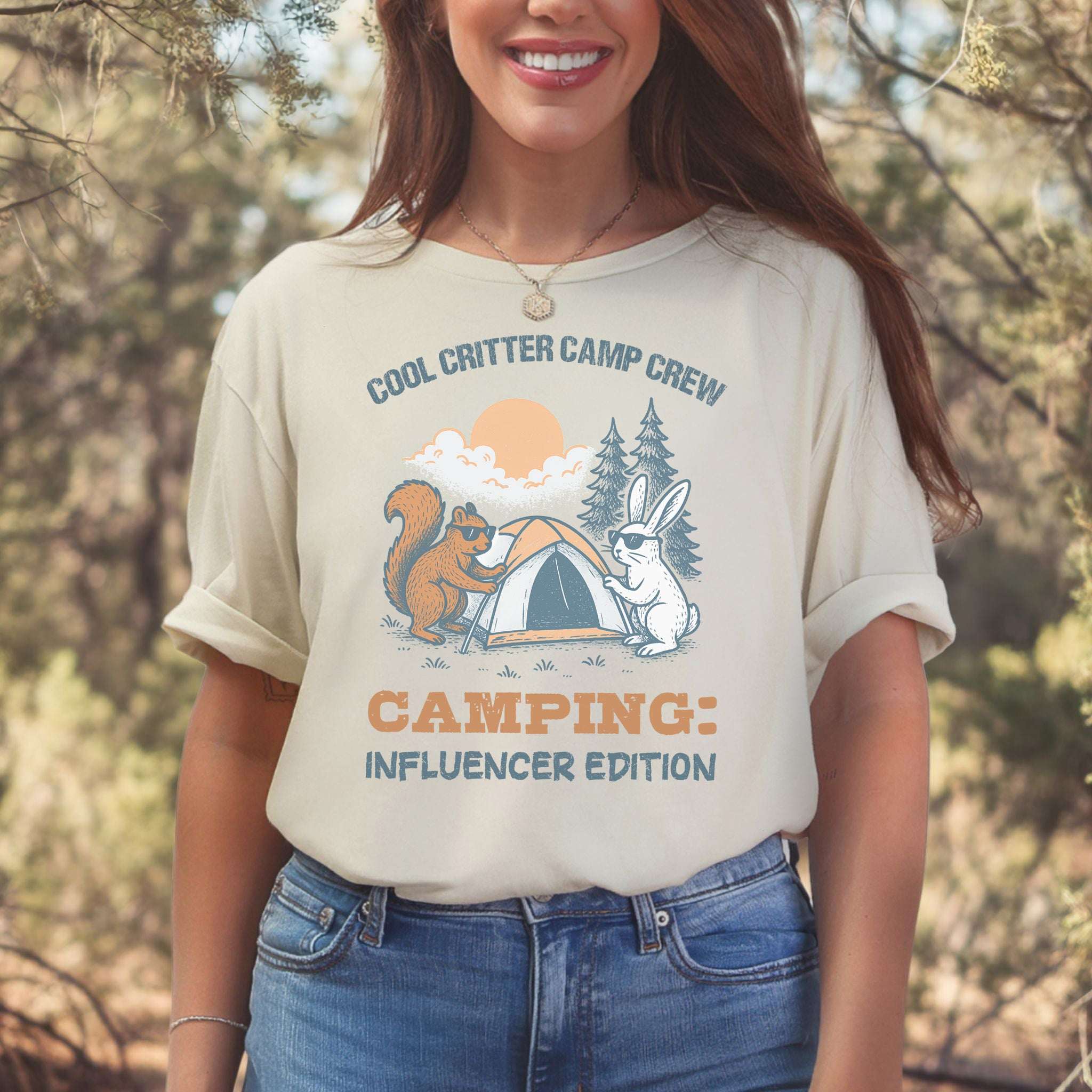 Cool Critter Camp Crew Influencer Camping T-Shirt