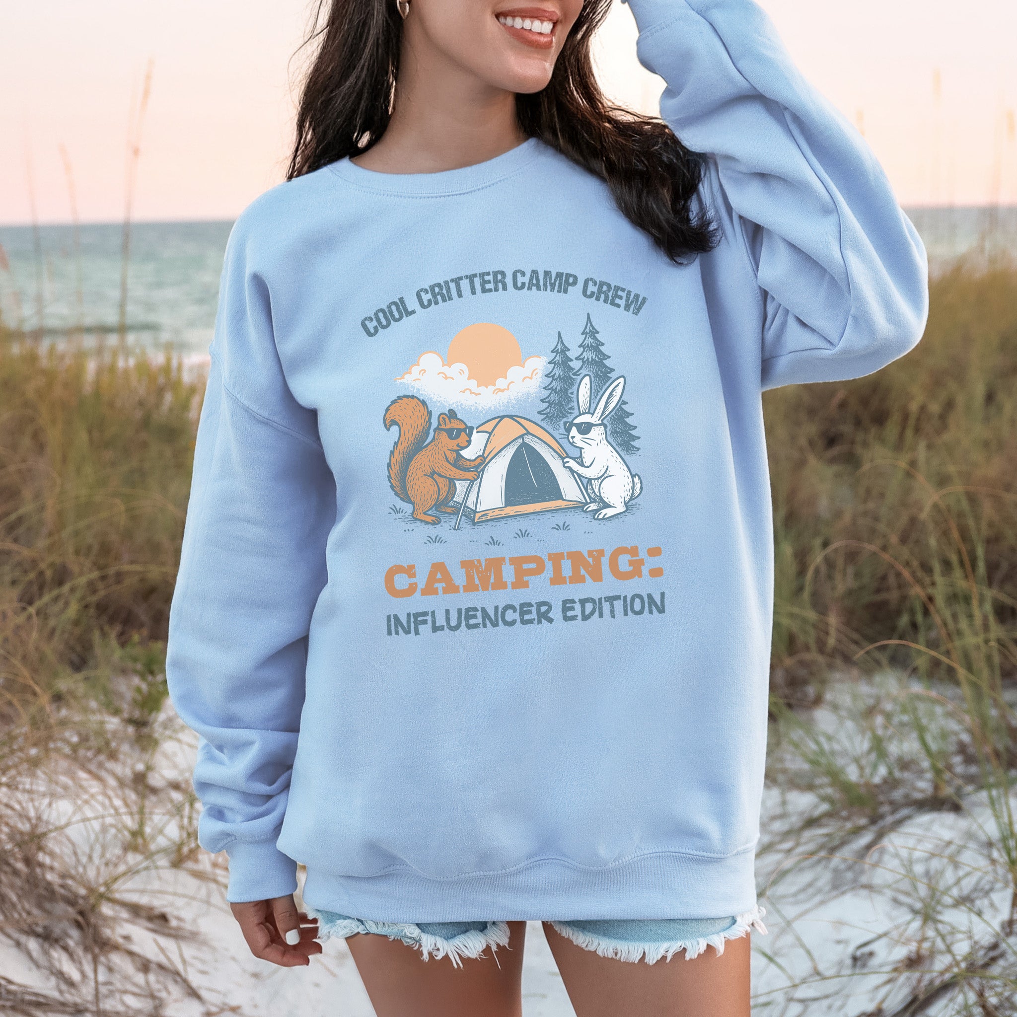Cool Critter Camp Crew Influencer Camping Sweatshirt