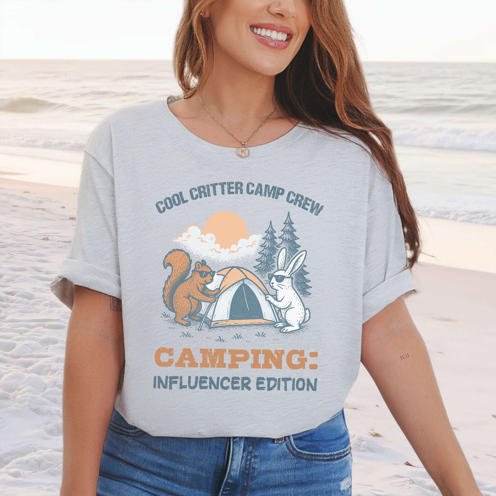 Cool Critter Camp Crew Influencer Camping T-Shirt