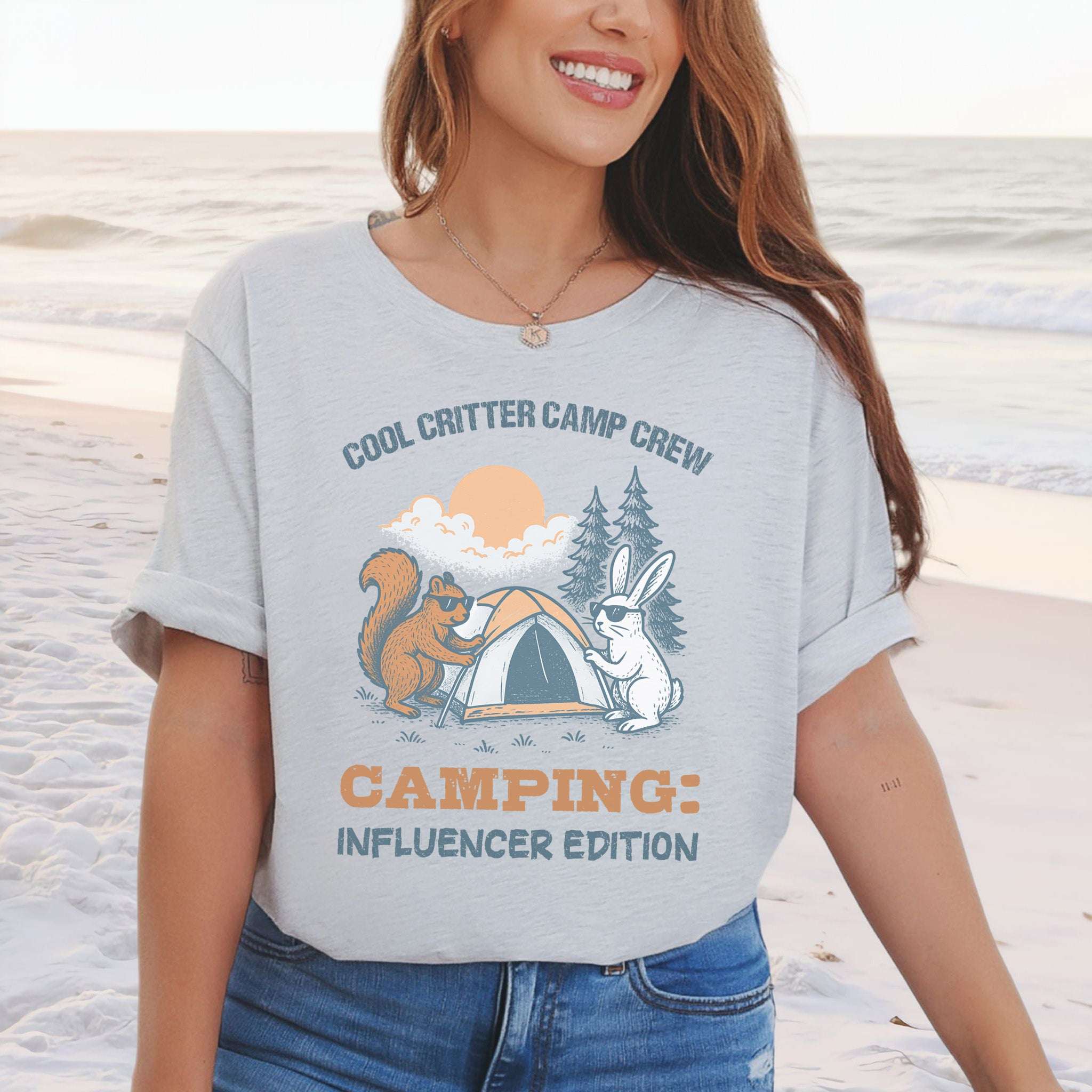 Cool Critter Camp Crew Influencer Camping T-Shirt