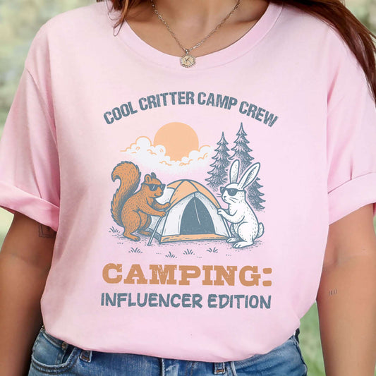 Cool Critter Camp Crew Influencer Camping T-Shirt