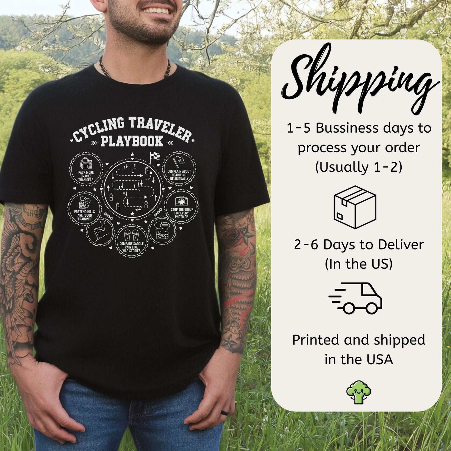 Cycling Traveler Playbook T-Shirt – Funny Cyclist Adventure Tee