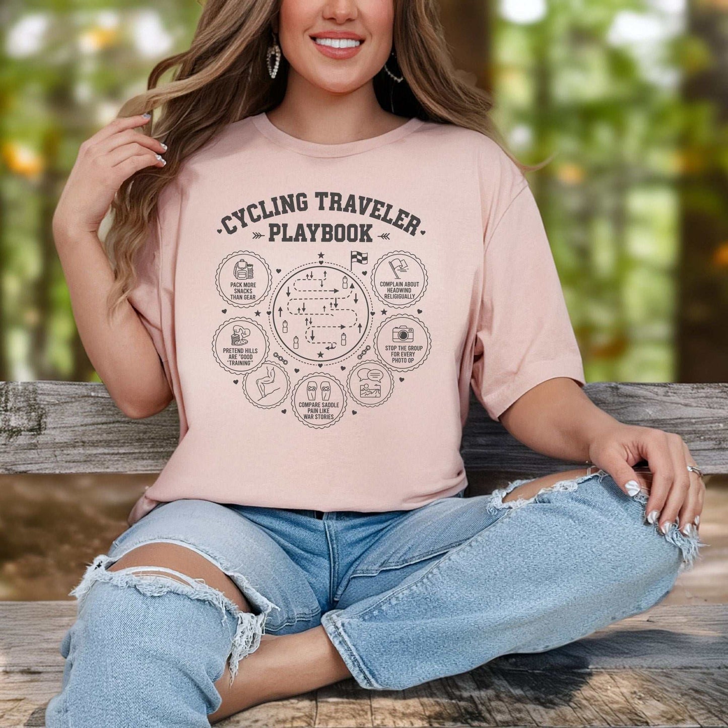 Cycling Traveler Playbook T-Shirt – Funny Cyclist Adventure Tee