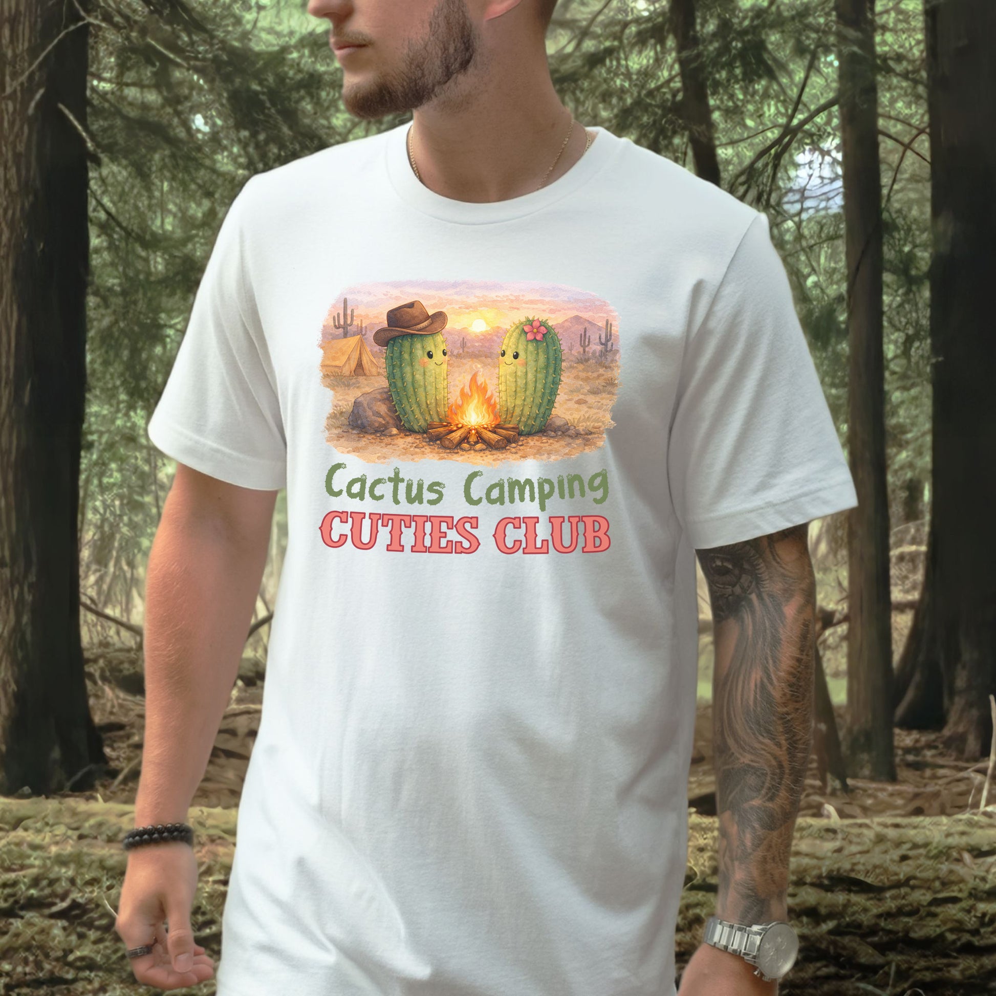 Cactus Camping Cuties Club Desert Campfire Cute Cactus T-Shirt