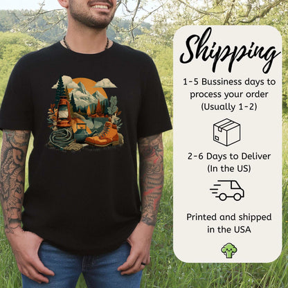 Camp Set Hiking Boots T-Shirt – Retro Outdoor Adventure Tee