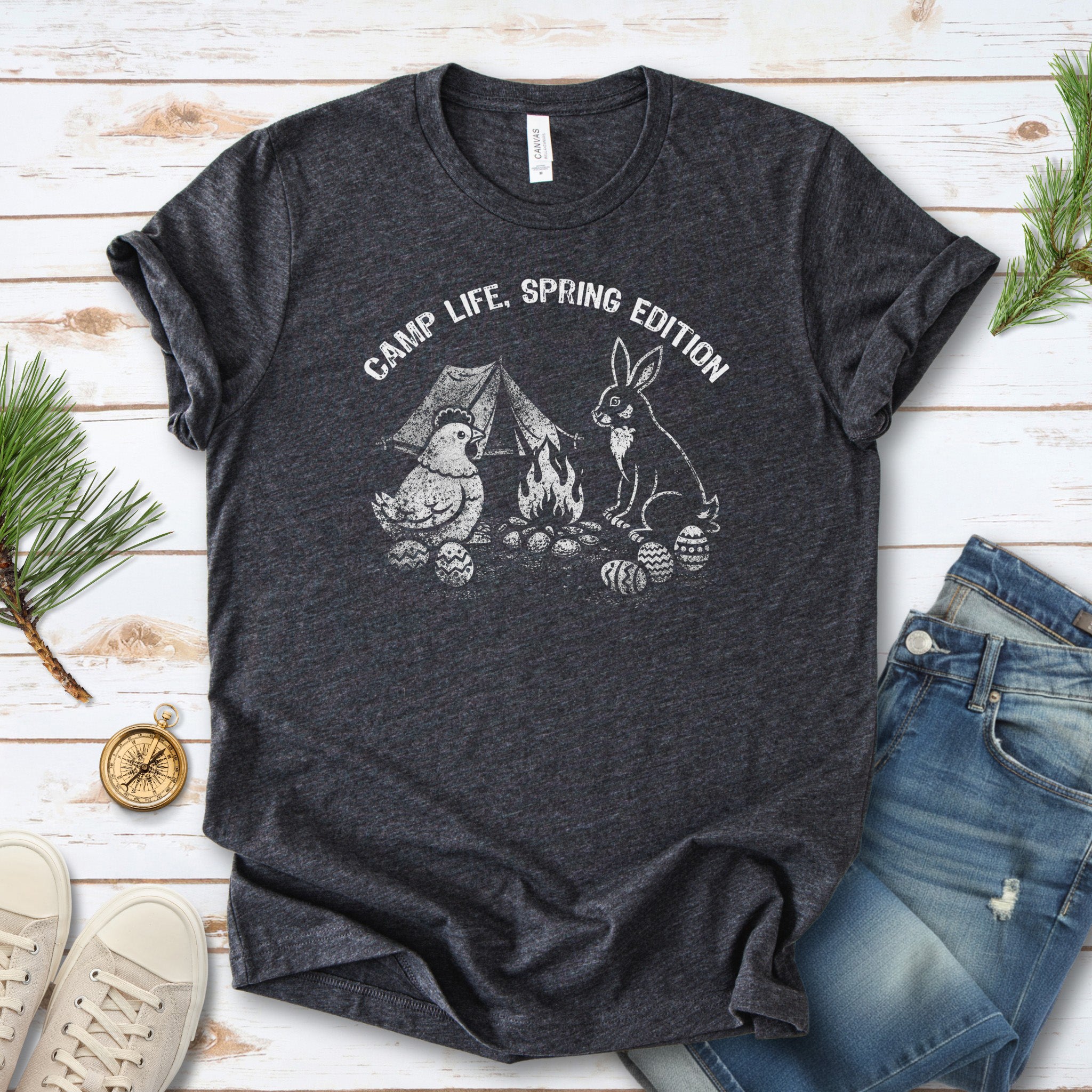 Camp Life Spring Edition T-Shirt Funny Easter Bunny Chicken Camping Gift