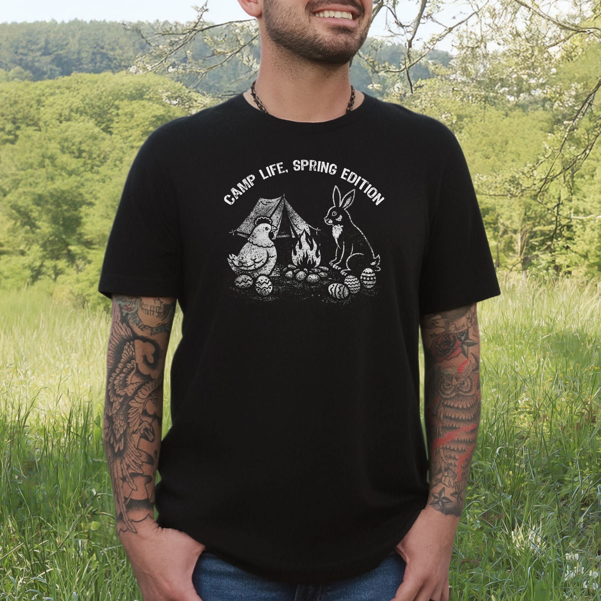 Camp Life Spring Edition T-Shirt Funny Easter Bunny Chicken Camping Gift