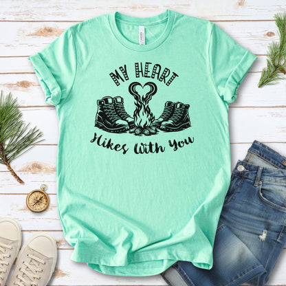 My Heart Hikes With You – Romantic Hiking Valentine Campfire Shirt