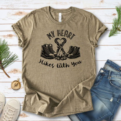 My Heart Hikes With You – Romantic Hiking Valentine Campfire Shirt