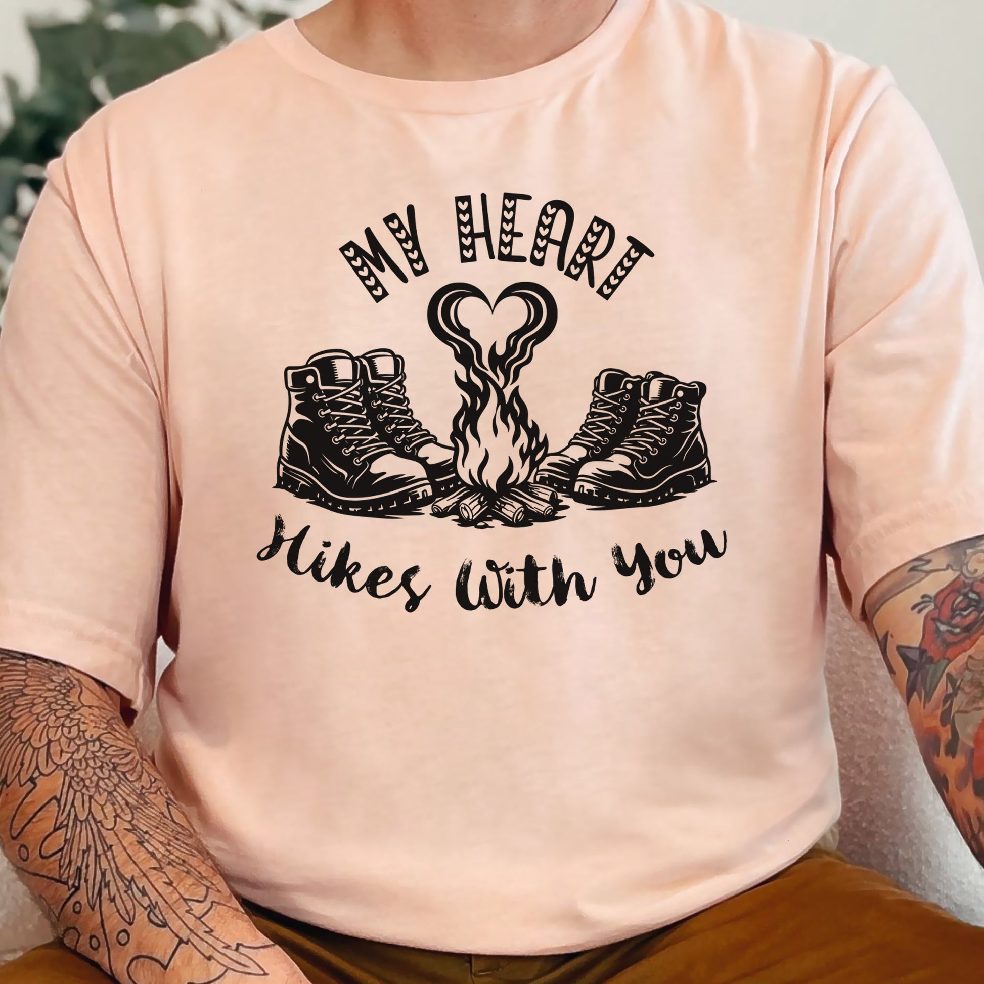 My Heart Hikes With You – Romantic Hiking Valentine Campfire Shirt