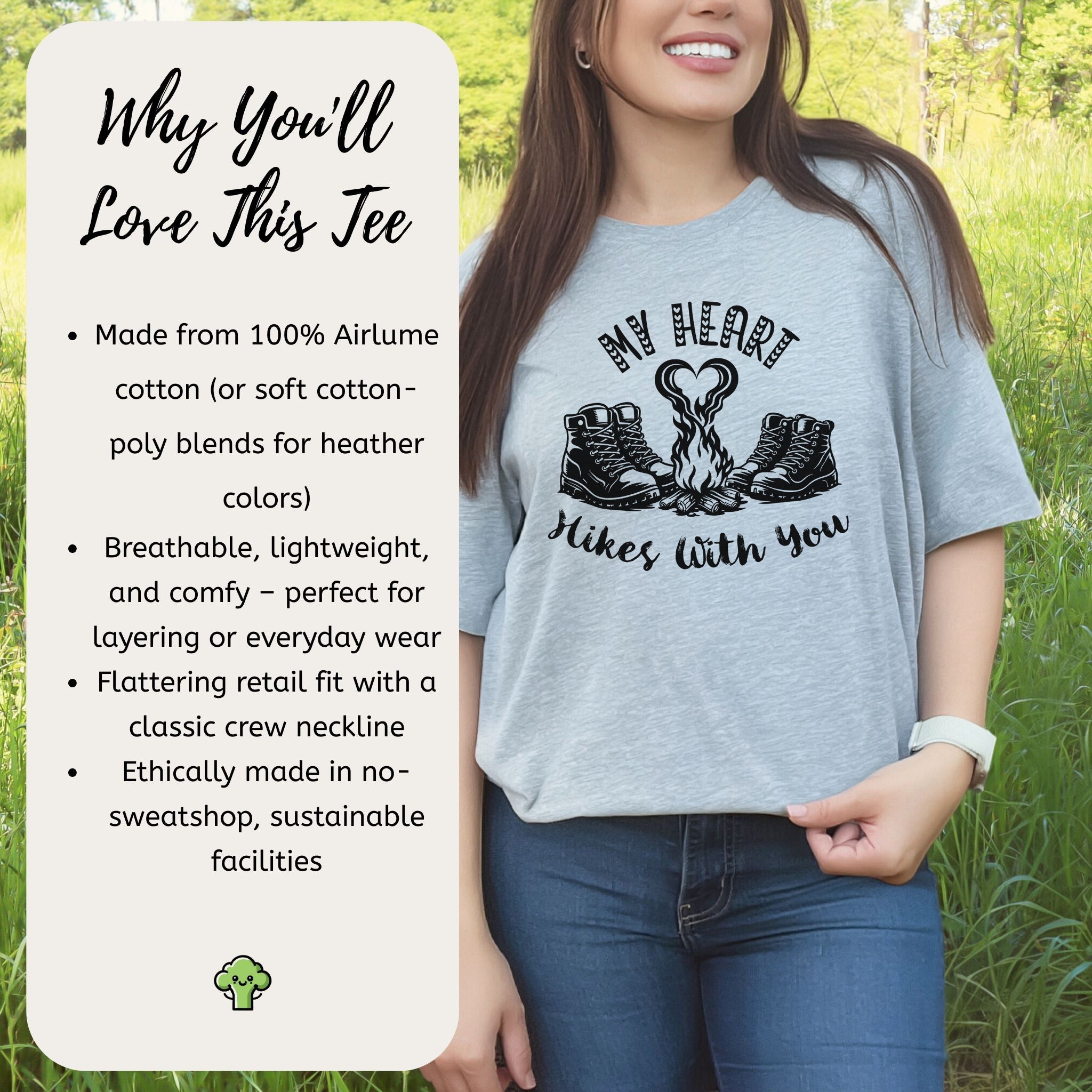 My Heart Hikes With You – Romantic Hiking Valentine Campfire Shirt