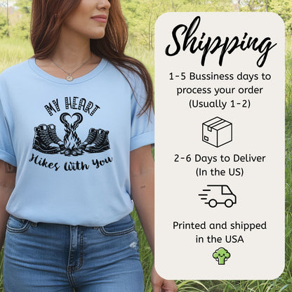 My Heart Hikes With You – Romantic Hiking Valentine Campfire Shirt