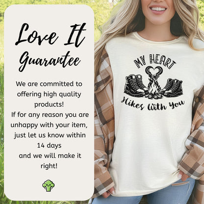My Heart Hikes With You – Romantic Hiking Valentine Campfire Shirt