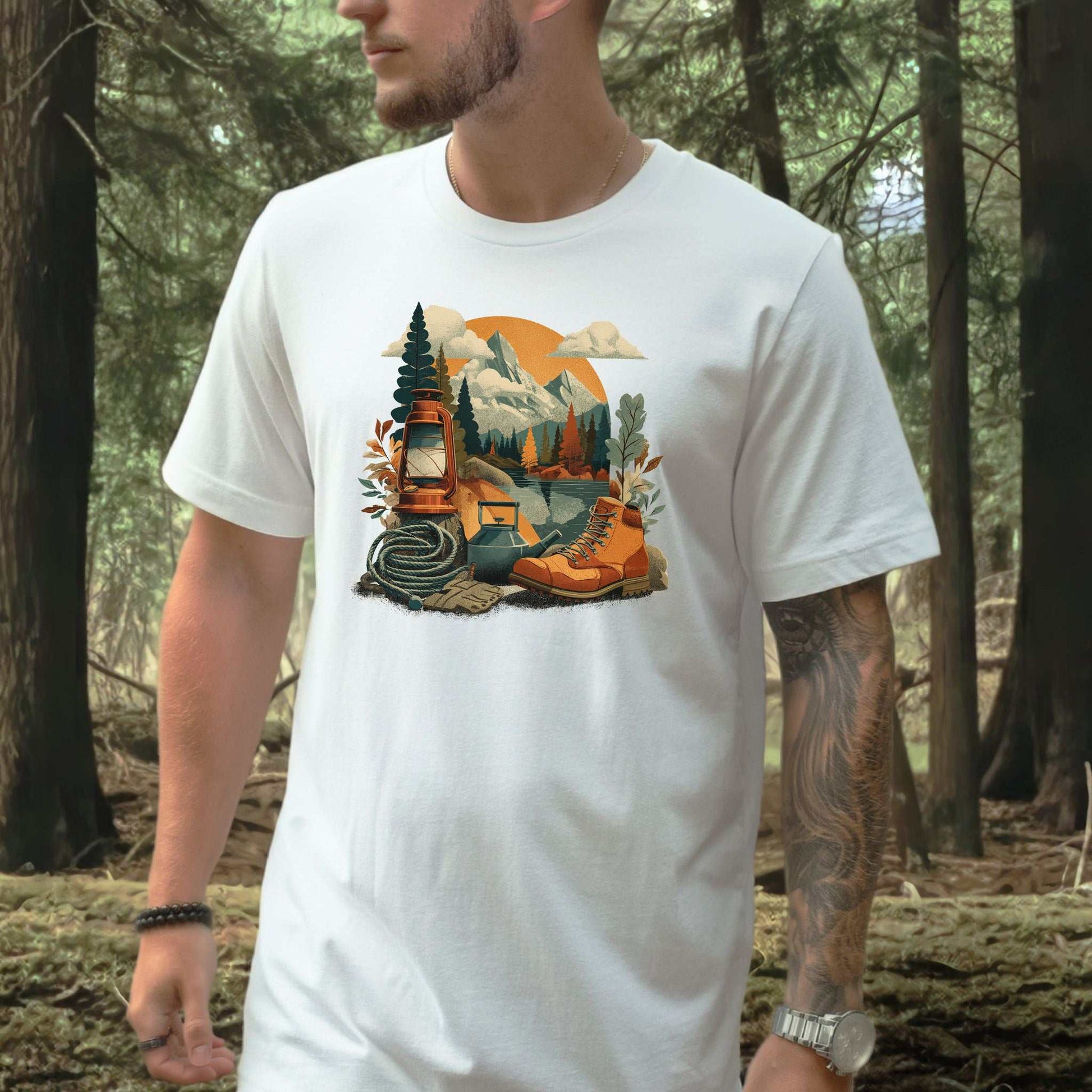 Camp Set Hiking Boots T-Shirt – Retro Outdoor Adventure Tee