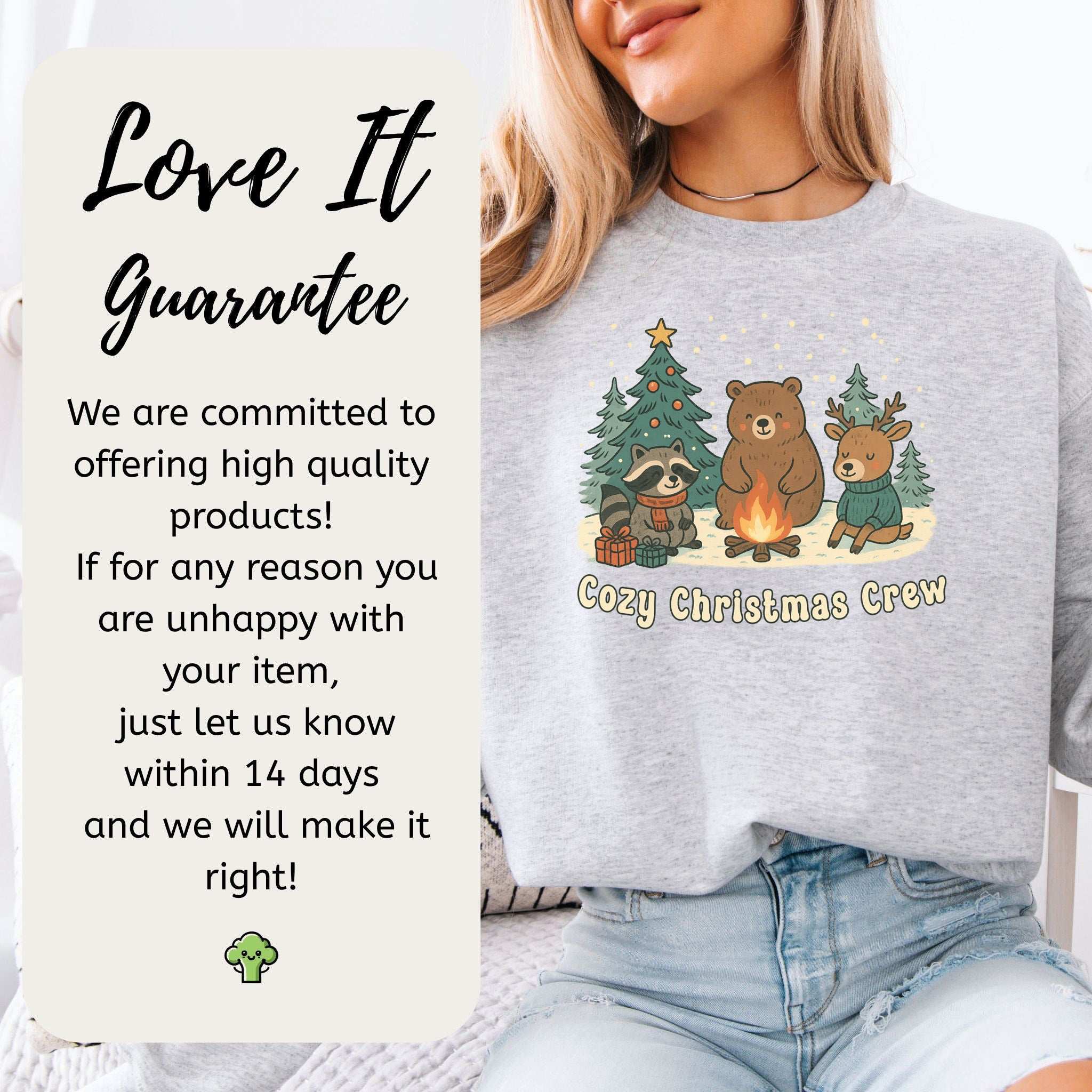 Cozy Christmas Crew Sweatshirt – Forest Animal Campfire Holiday Vibes