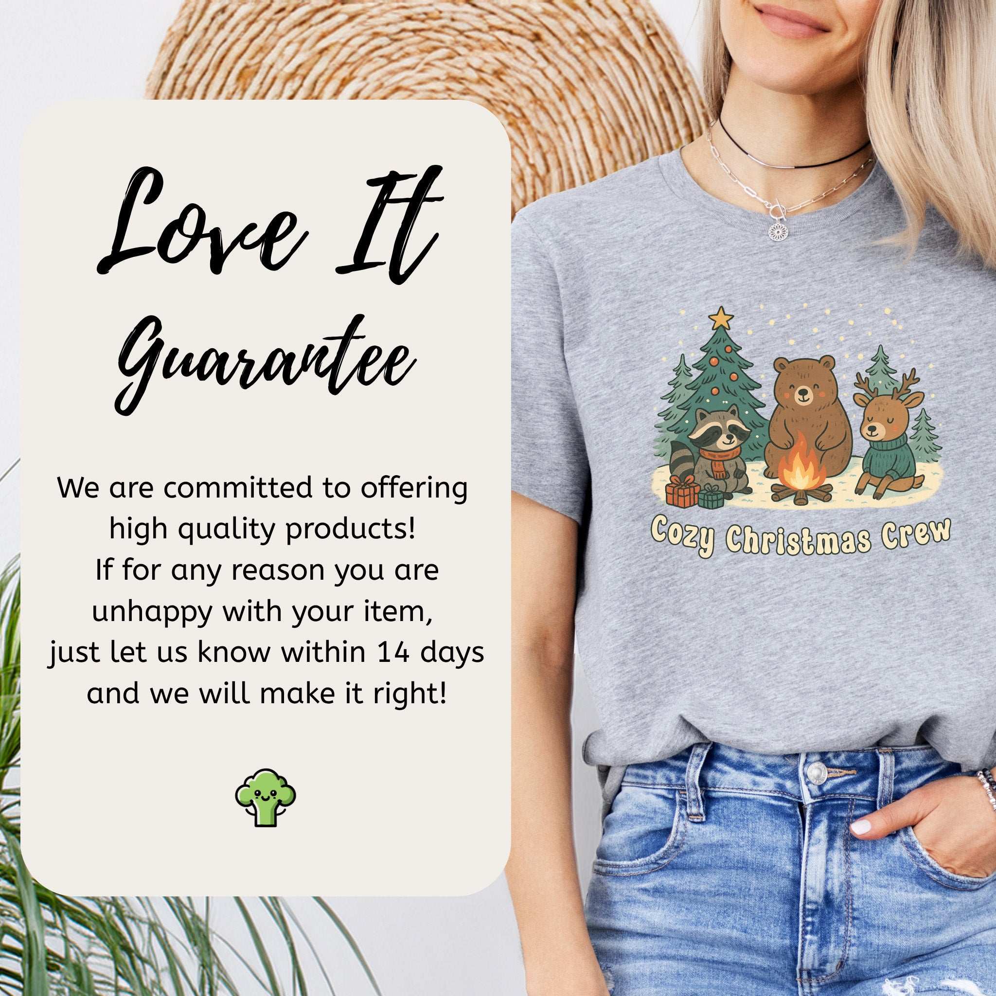 Cozy Christmas Crew T-Shirt – Cute Forest Animal Campfire Tee