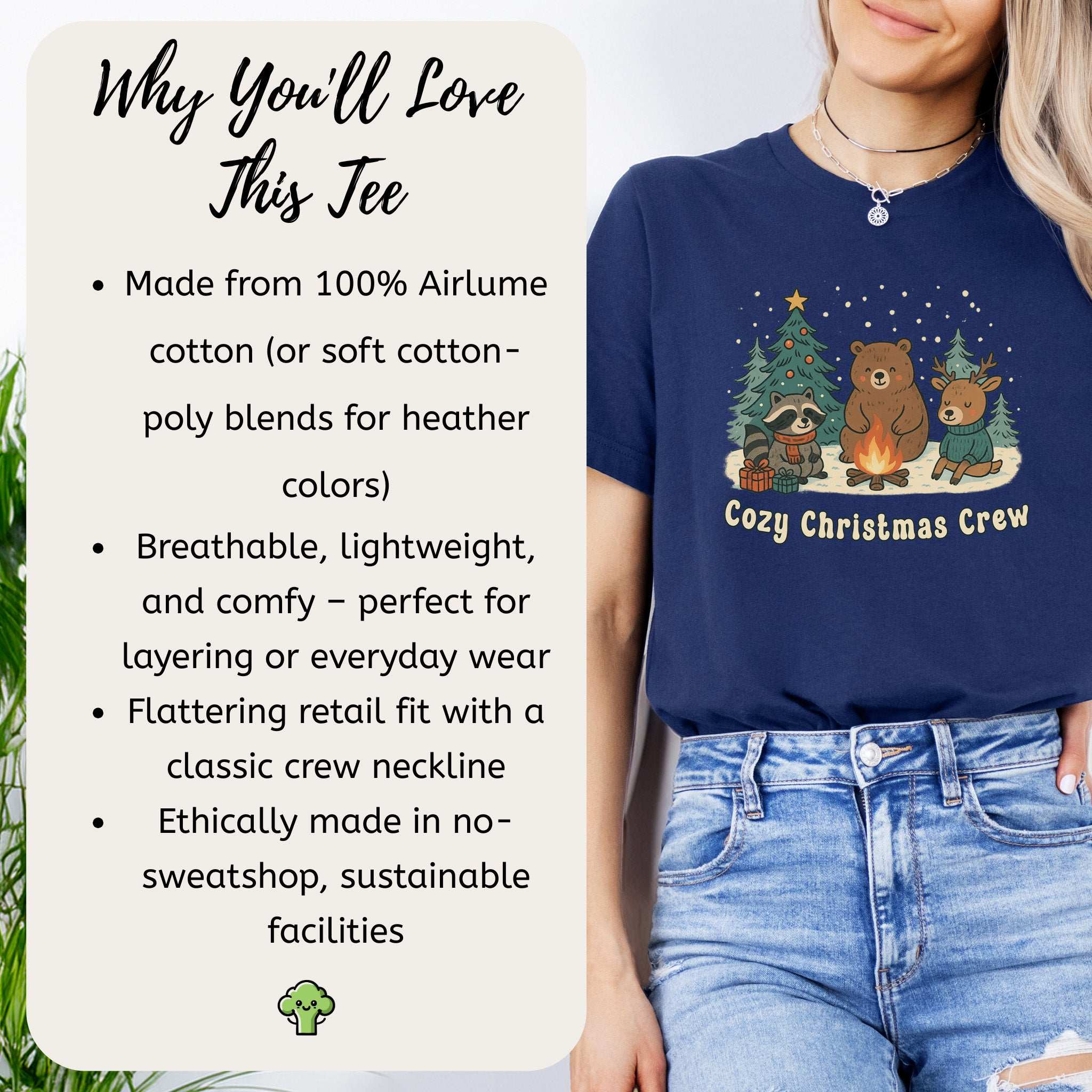Cozy Christmas Crew T-Shirt – Cute Forest Animal Campfire Tee