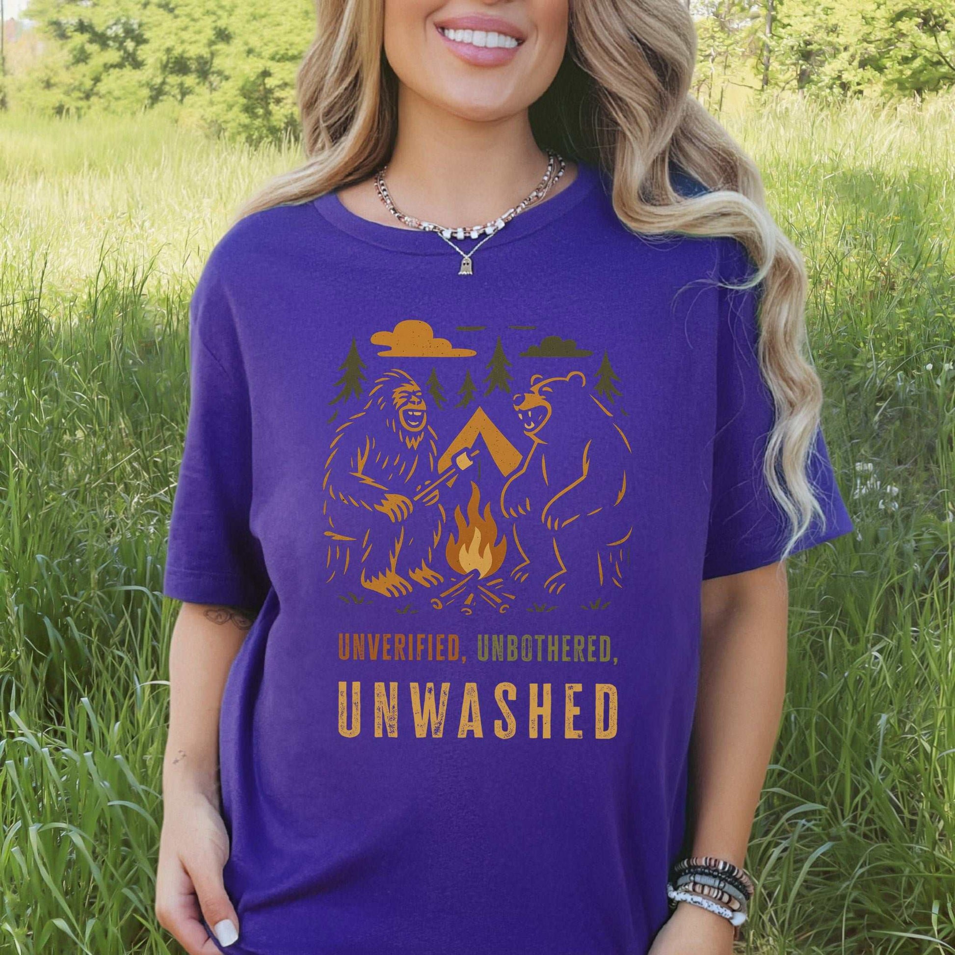 Campfire Legends T-Shirt – Funny Bigfoot & Bear Camping Tee