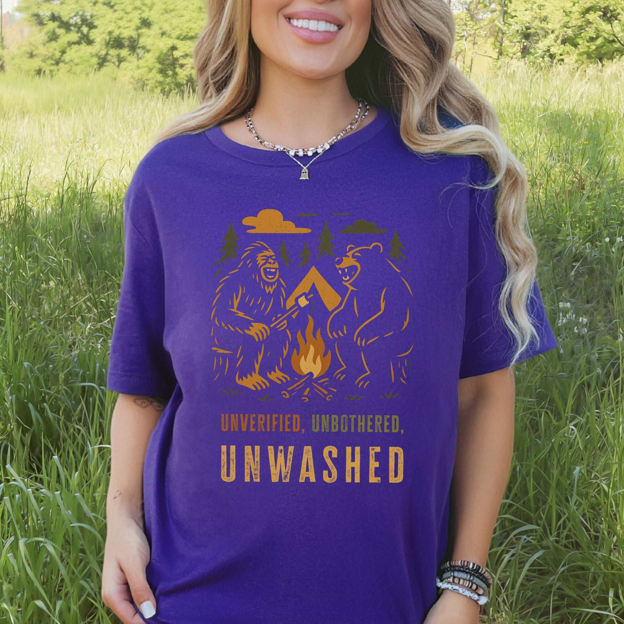 Campfire Legends T-Shirt – Funny Bigfoot & Bear Camping Tee