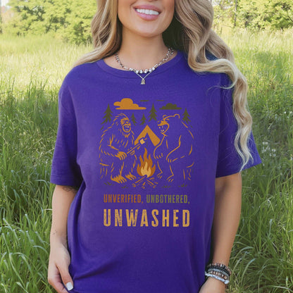 Campfire Legends T-Shirt – Funny Bigfoot & Bear Camping Tee