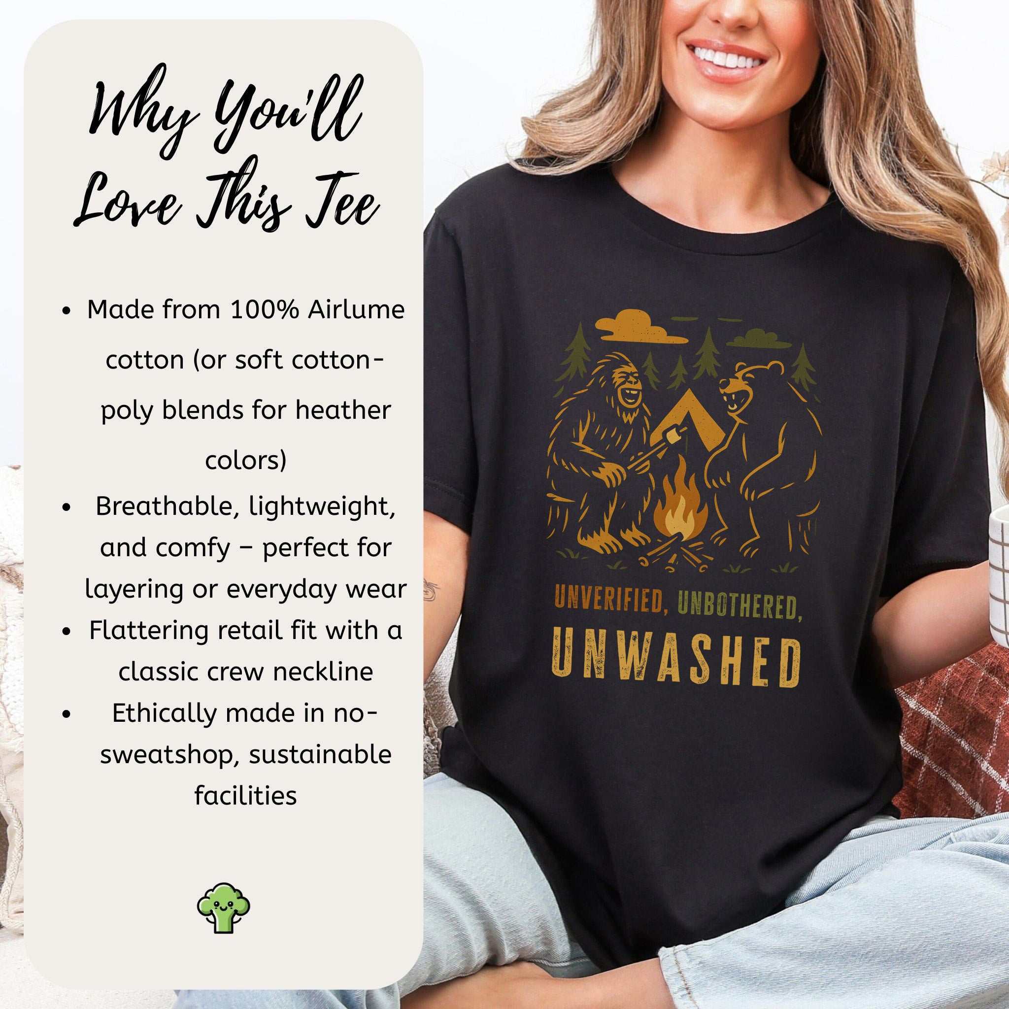 Campfire Legends T-Shirt – Funny Bigfoot & Bear Camping Tee