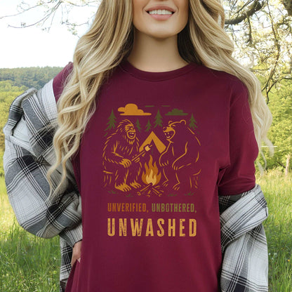 Campfire Legends T-Shirt – Funny Bigfoot & Bear Camping Tee