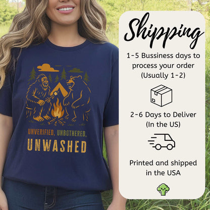 Campfire Legends T-Shirt – Funny Bigfoot & Bear Camping Tee